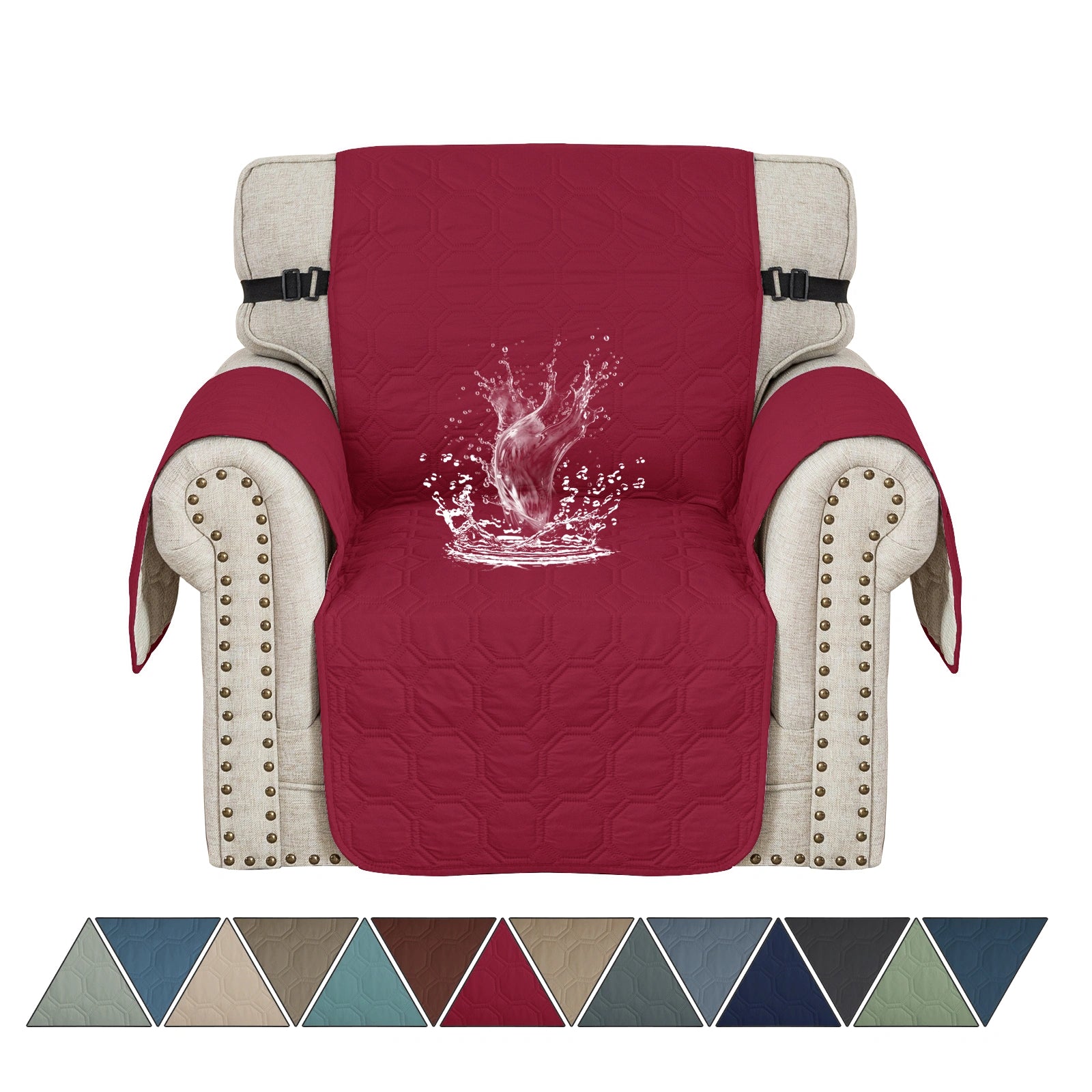 YSTYLE 1 Seater WaterProof Sofa Cover with Armrests,Elegant- for Dogs , Non-Slip and Scratch Resistant Design-Yuanbao Grid