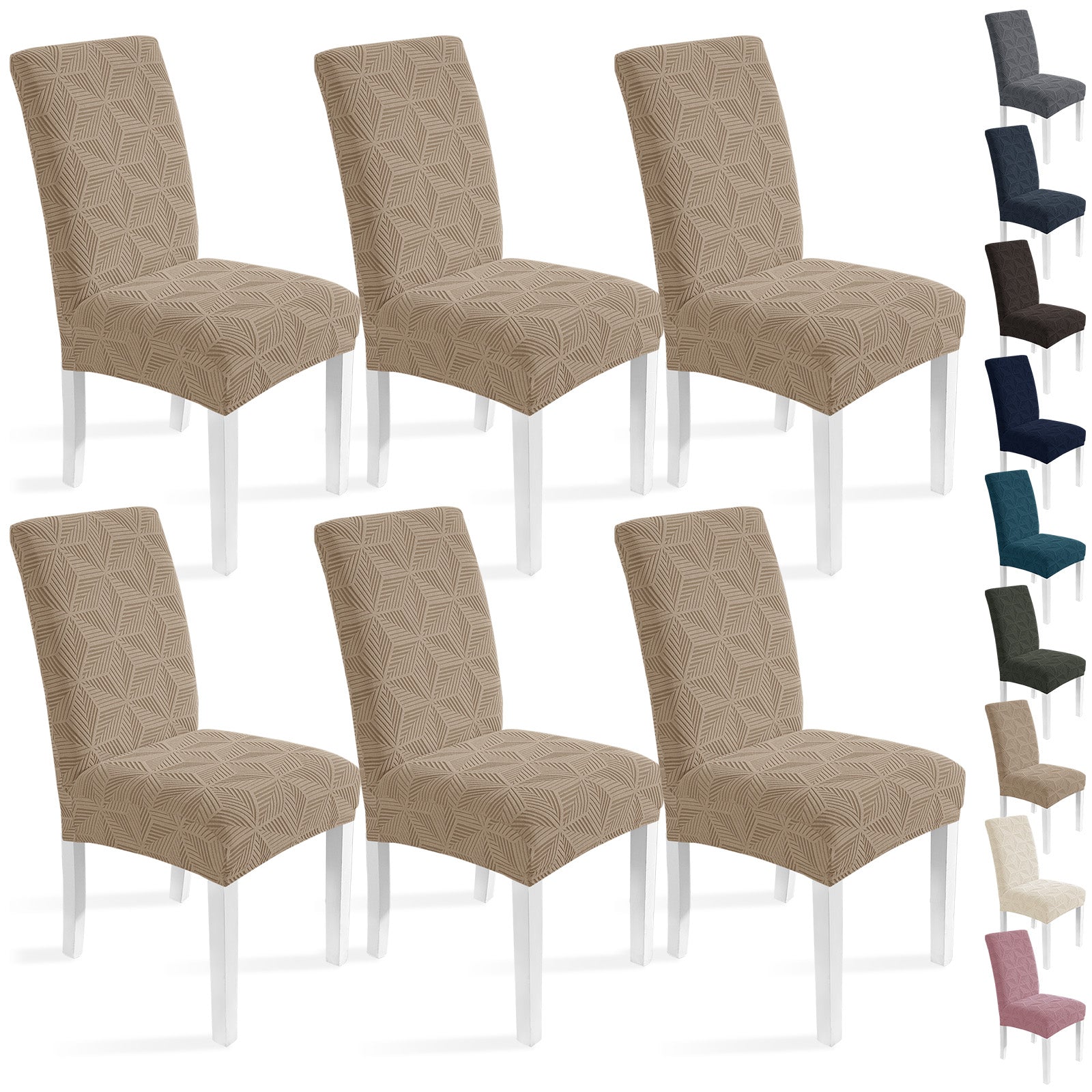 Ystyle 6-Piece Chair Covers with Backrest, Elastic Slipcovers, Universal Living Room Kitchen Chair Protectors, Cat Scratch-Resistant Modern Stain-Proof Dining Chair Covers