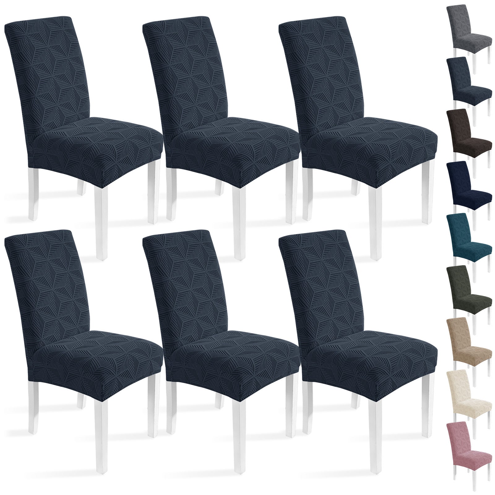 Ystyle 6-Piece Chair Covers with Backrest, Elastic Slipcovers, Universal Living Room Kitchen Chair Protectors, Cat Scratch-Resistant Modern Stain-Proof Dining Chair Covers