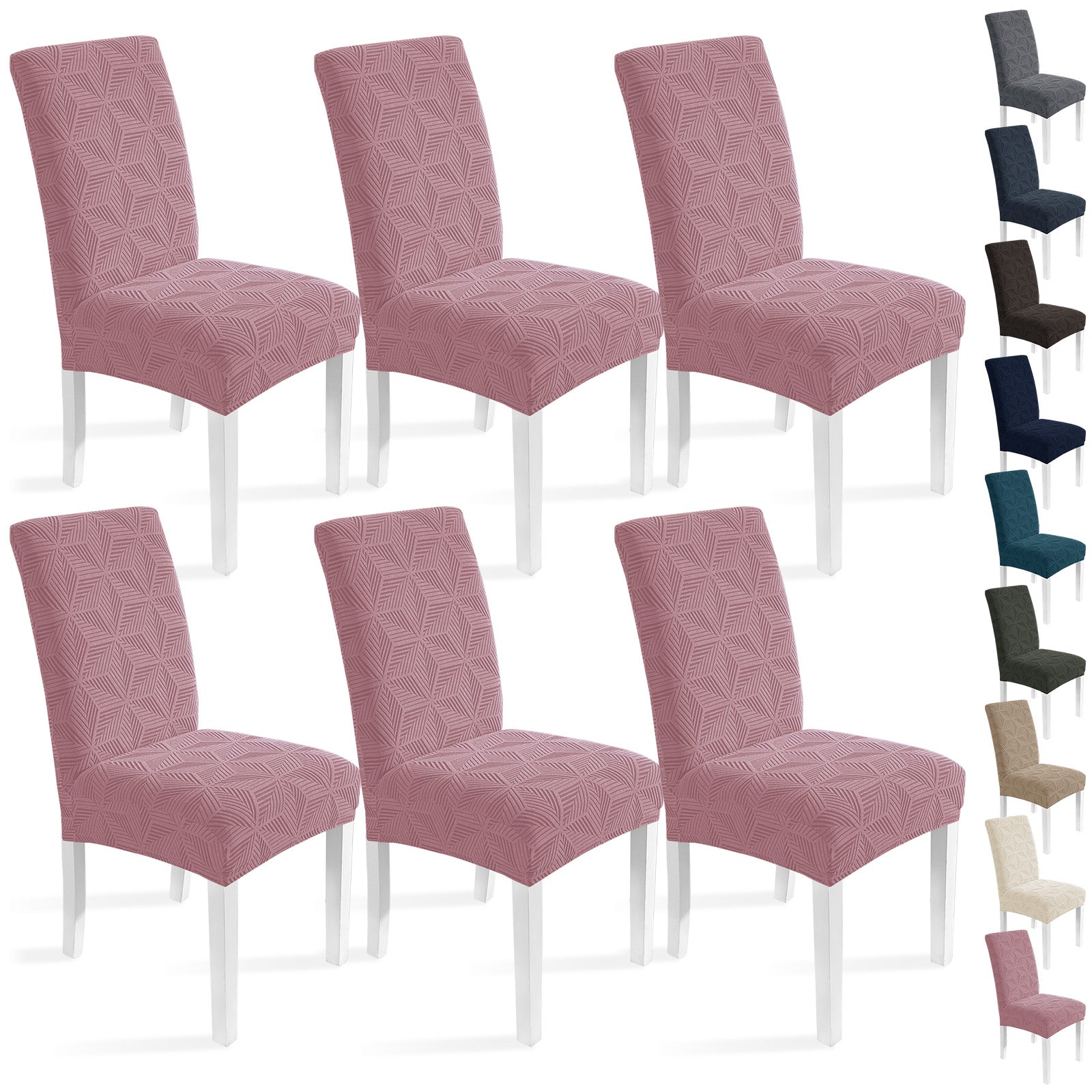 Ystyle 6-Piece Chair Covers with Backrest, Elastic Slipcovers, Universal Living Room Kitchen Chair Protectors, Cat Scratch-Resistant Modern Stain-Proof Dining Chair Covers