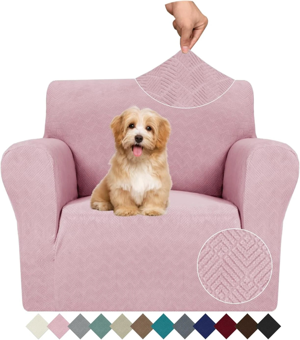 YSTYLE Stretch 1 Seater Sofa Cover with Armrests Anti-Slip Washable-YSTYLE