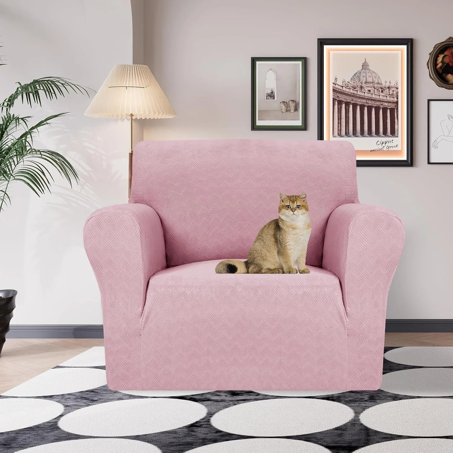 YSTYLE Stretch 1 Seater Sofa Cover with Armrests Anti-Slip Washable-YSTYLE