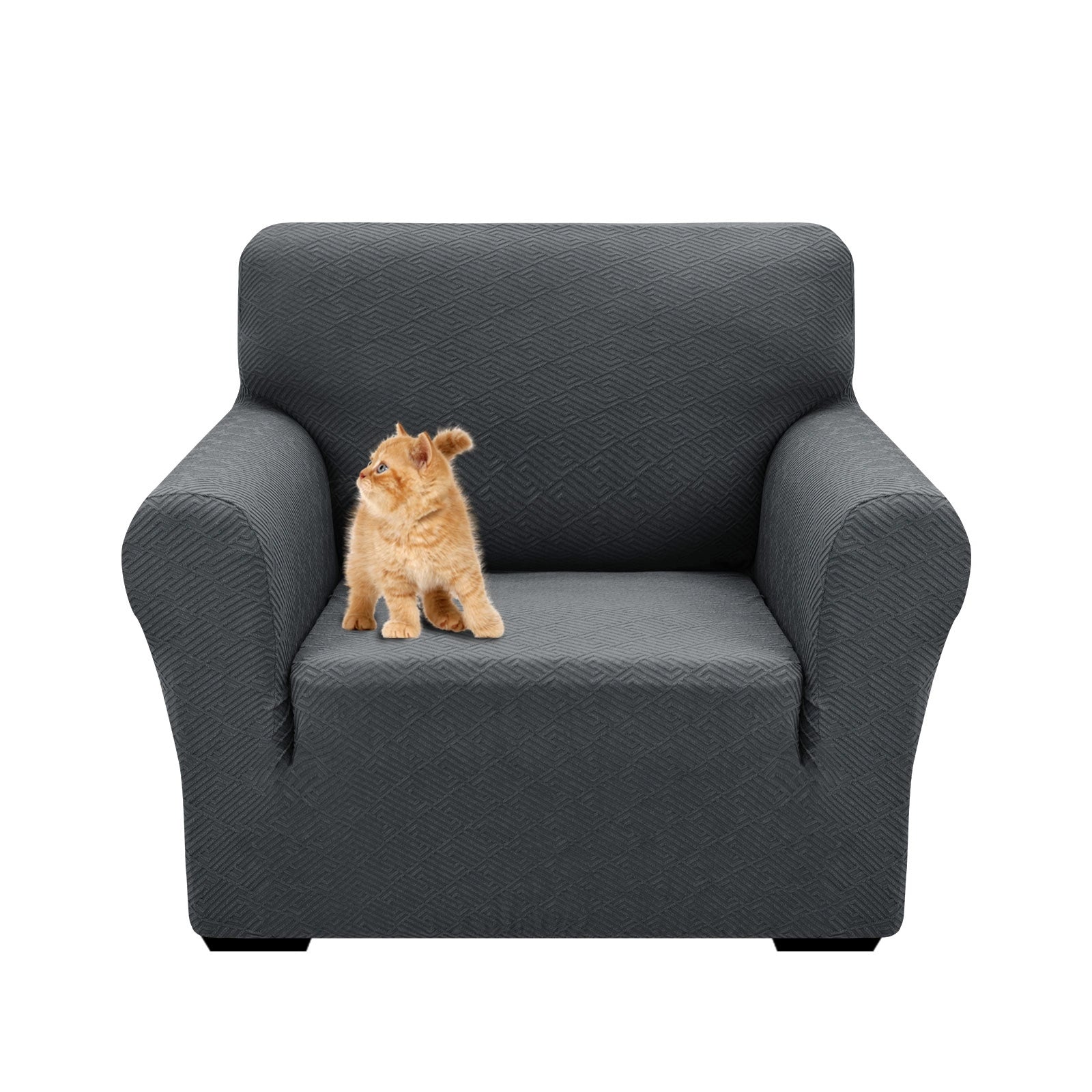 YSTYLE 1 Seater Sofa Cover – Stretch Fit, Pet Scratch Resistant, Geometric Jacquard, Anti-Slip, Washable-Back Shape