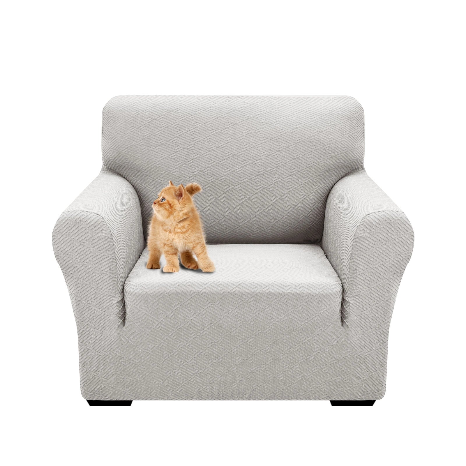 YSTYLE 1 Seater Sofa Cover – Stretch Fit, Pet Scratch Resistant, Geometric Jacquard, Anti-Slip, Washable-Back Shape