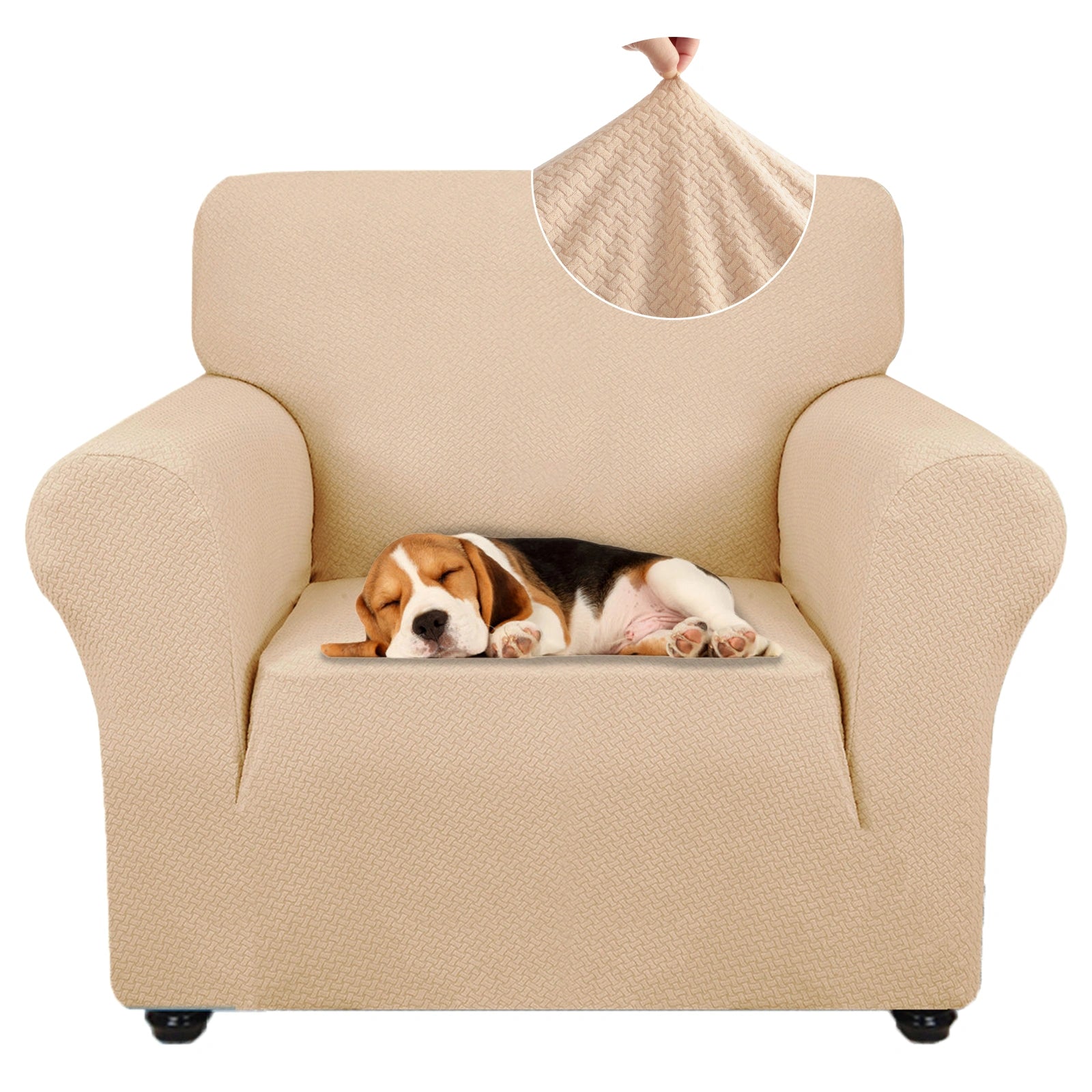 YSTYLE Cubierta de Sofá para 1 Asiento – Jacquard Elástico, Antideslizante, A prueba de Gatos, Lavable, Cubierta Completa-Enlace