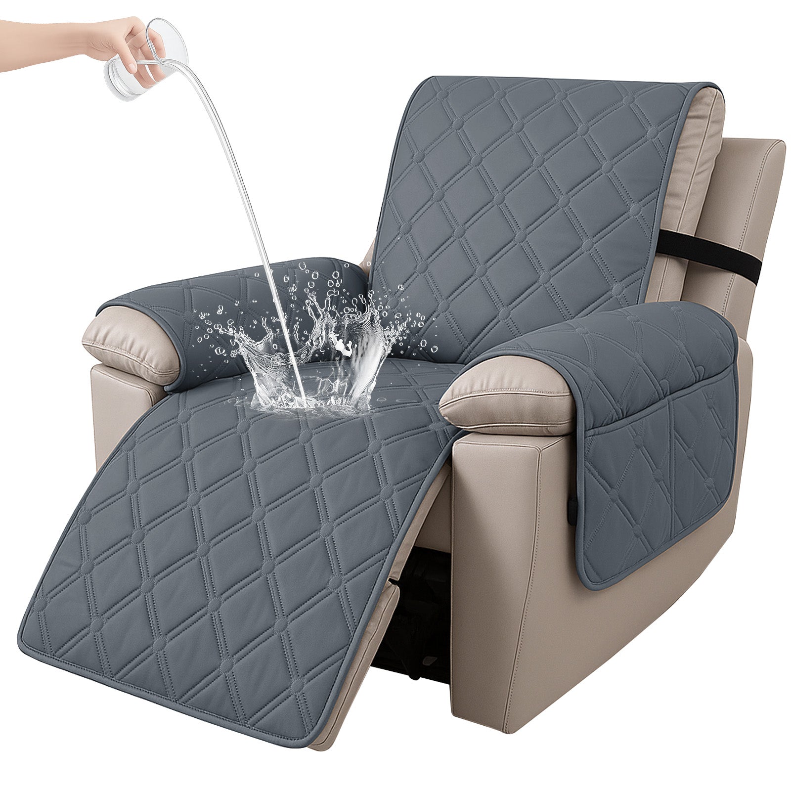 YSTYLE Waterproof Armchair Cover with Pockets and Non Slip Backing-YSTYLE