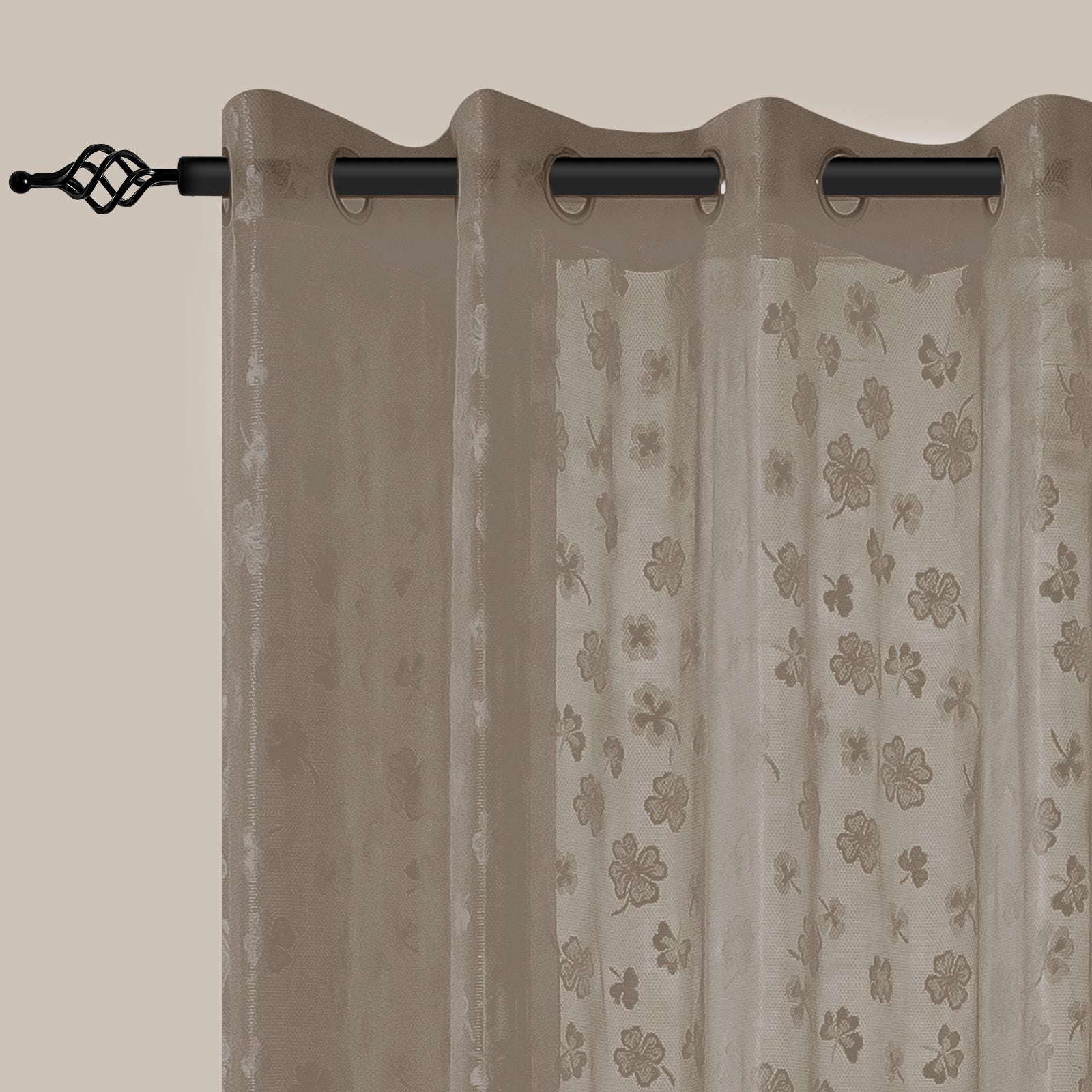 YSTYLE 2 Pieces Lace Voile Curtains with Eyelets-YSTYLE