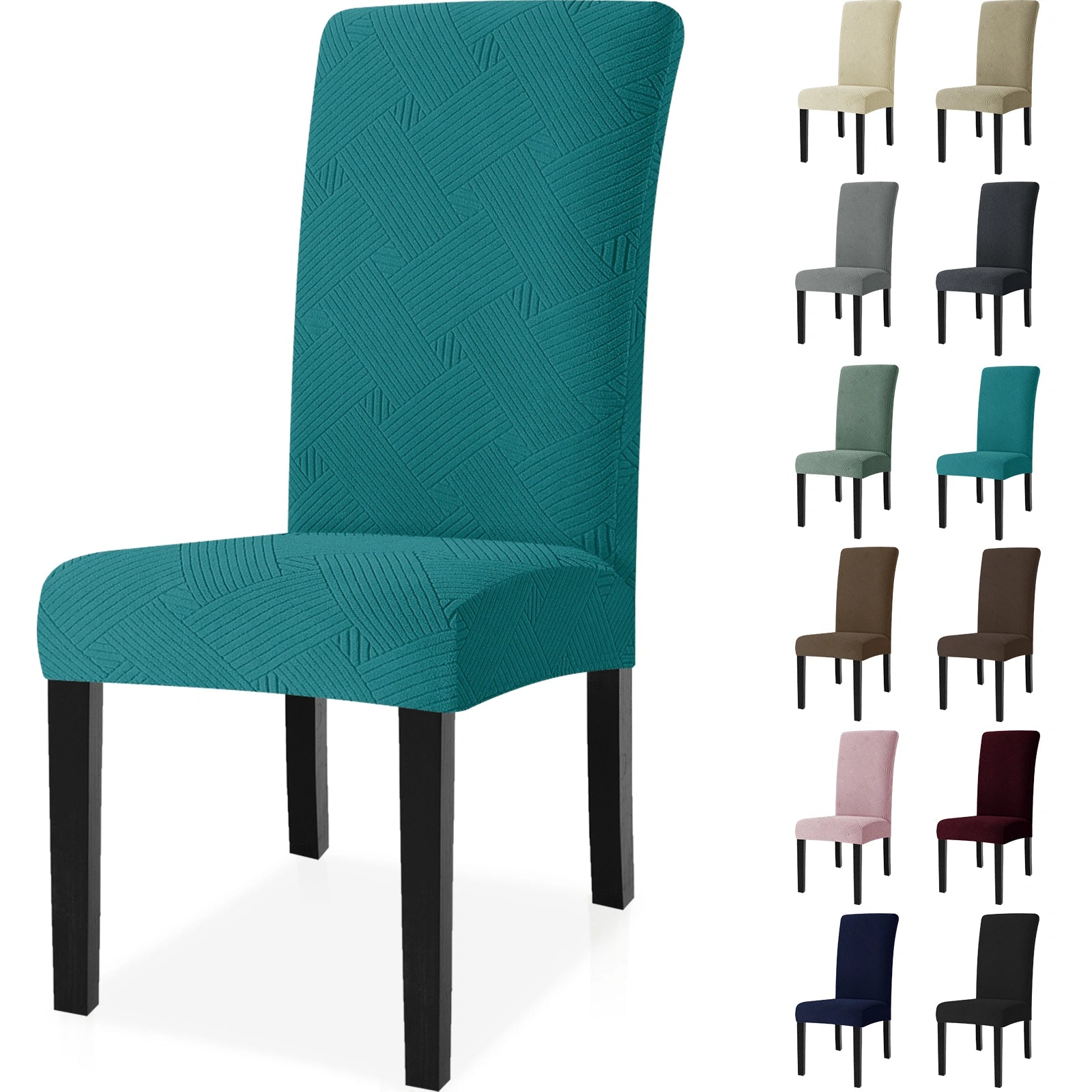 YSTYLE 6 PCS Chair Slipcovers , Stretchable, Pet-Friendly, Wrinkle-Free, Dining Chair Cover-Interweave Pattern