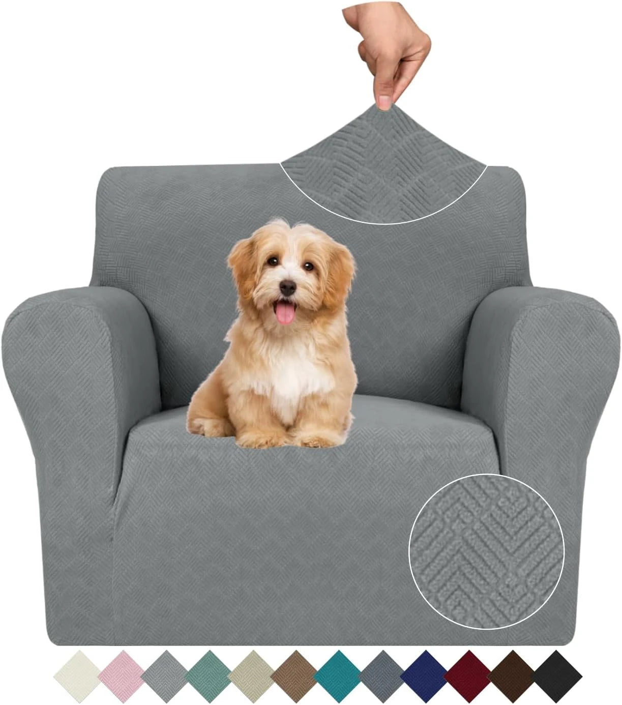 YSTYLE Stretch 1 Seater Sofa Cover with Armrests Anti-Slip Washable-YSTYLE