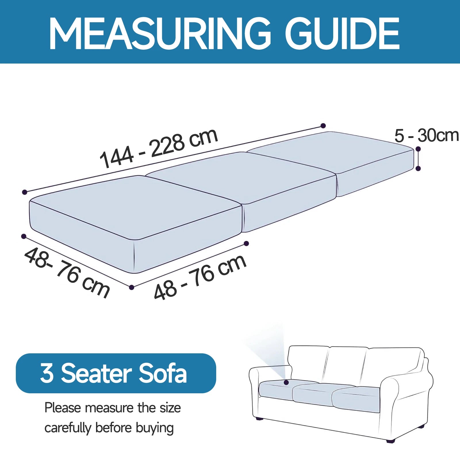 YSTYLE 3 Pieces Sofa Cushion Cover – Stretch Fit, Anti-Slip Design, Universal Use, Geometric Style, Full Protection-Jacquard Plaid