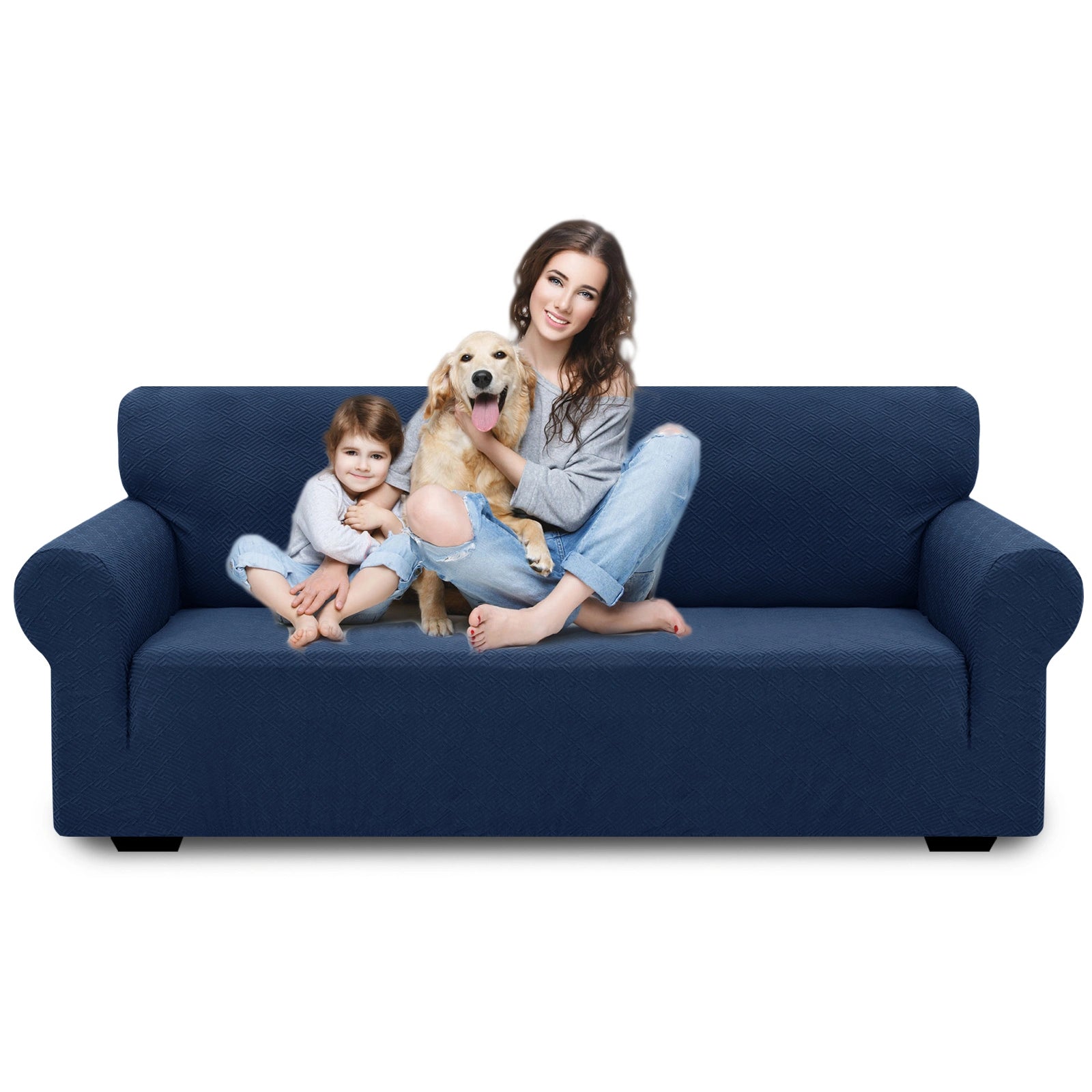 YSTYLE 3 Seater Sofa Cover – Stretch Fit, Pet Scratch Resistant, Geometric Jacquard, Anti-Slip, Washable-Back Shape