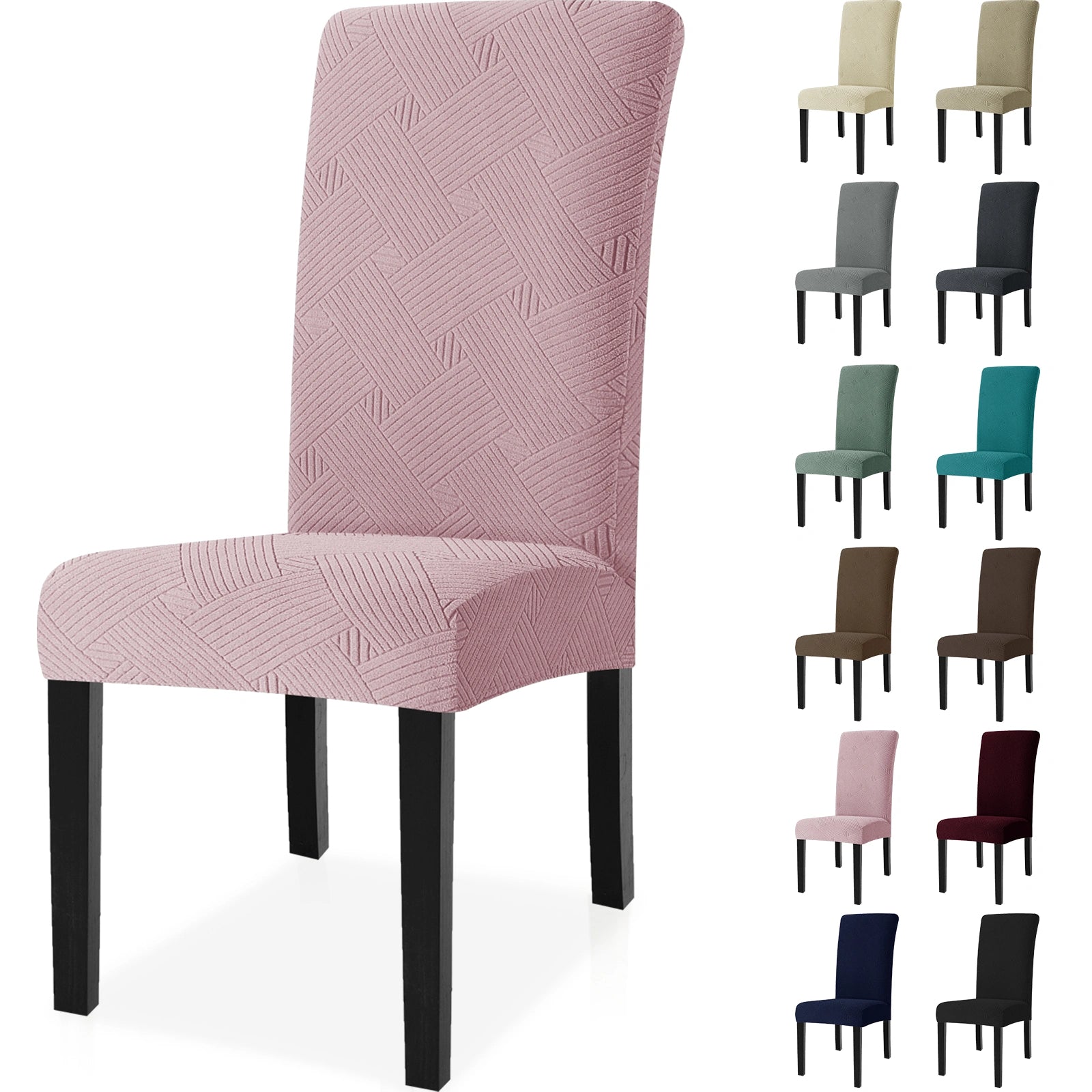 YSTYLE 6 PCS Chair Slipcovers , Stretchable, Pet-Friendly, Wrinkle-Free, Dining Chair Cover-Interweave Pattern