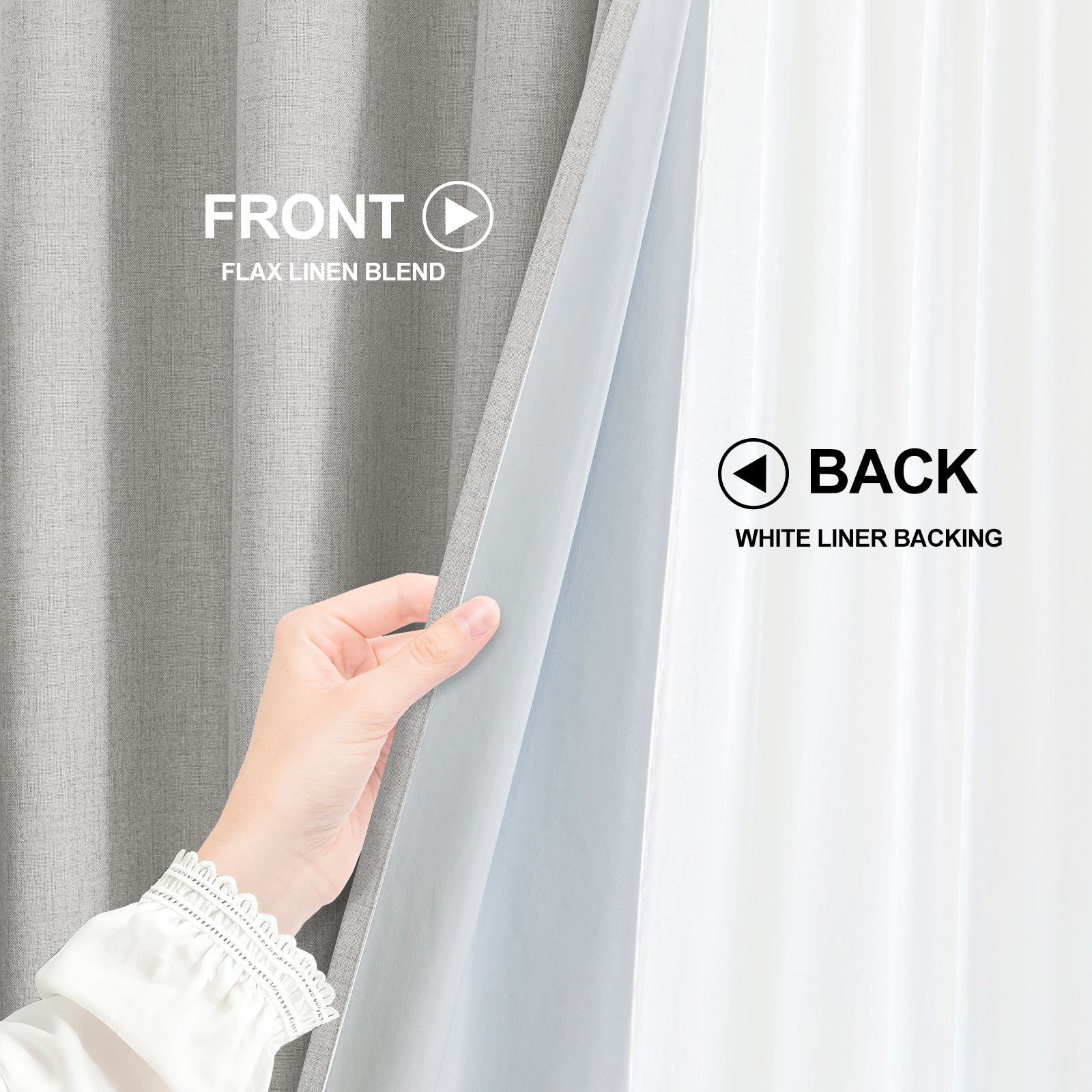 Ystyle 2 Pieces 100% Blackout Linen Curtains Thermal-YSTYLE