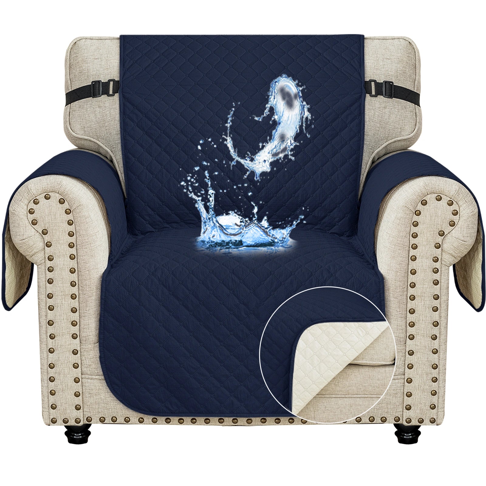 YSTYLE Waterproof 1 Seater Sofa Cover with Side Pockets Anti-Slip-YSTYLE