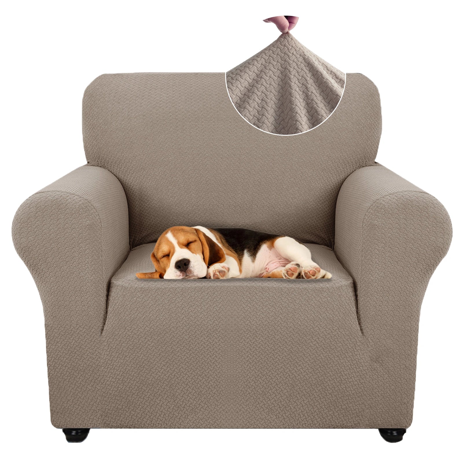 YSTYLE 1 Seater Sofa Cover – Stretch Jacquard, Anti-Slip, Cat-Proof, Washable, Full Cover-Knot