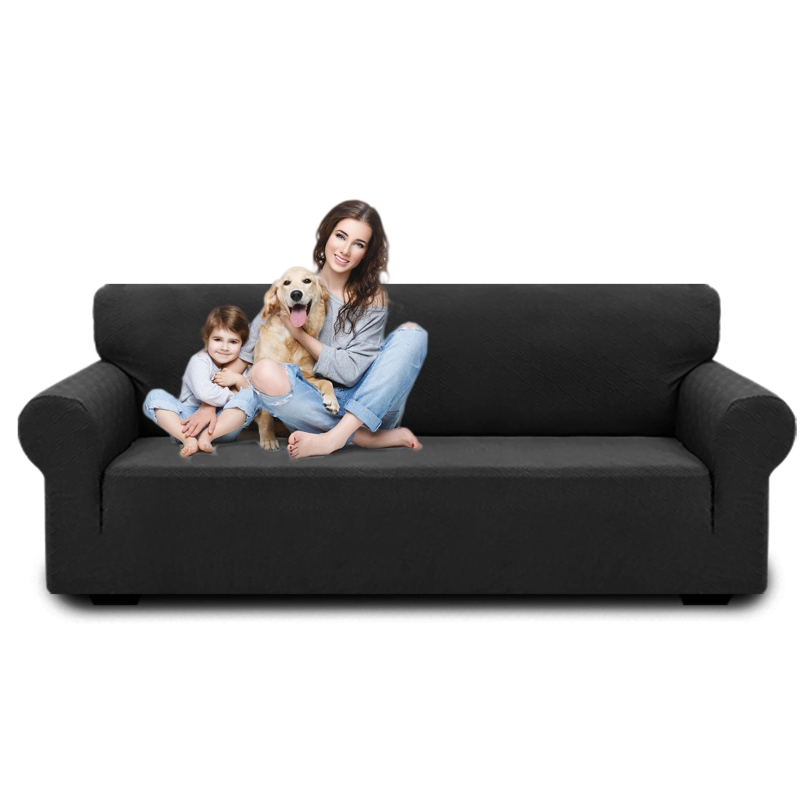 YSTYLE 4 Seater Sofa Cover – Stretch Fit, Pet Scratch Resistant, Geometric Jacquard, Anti-Slip, Washable-Back Shape