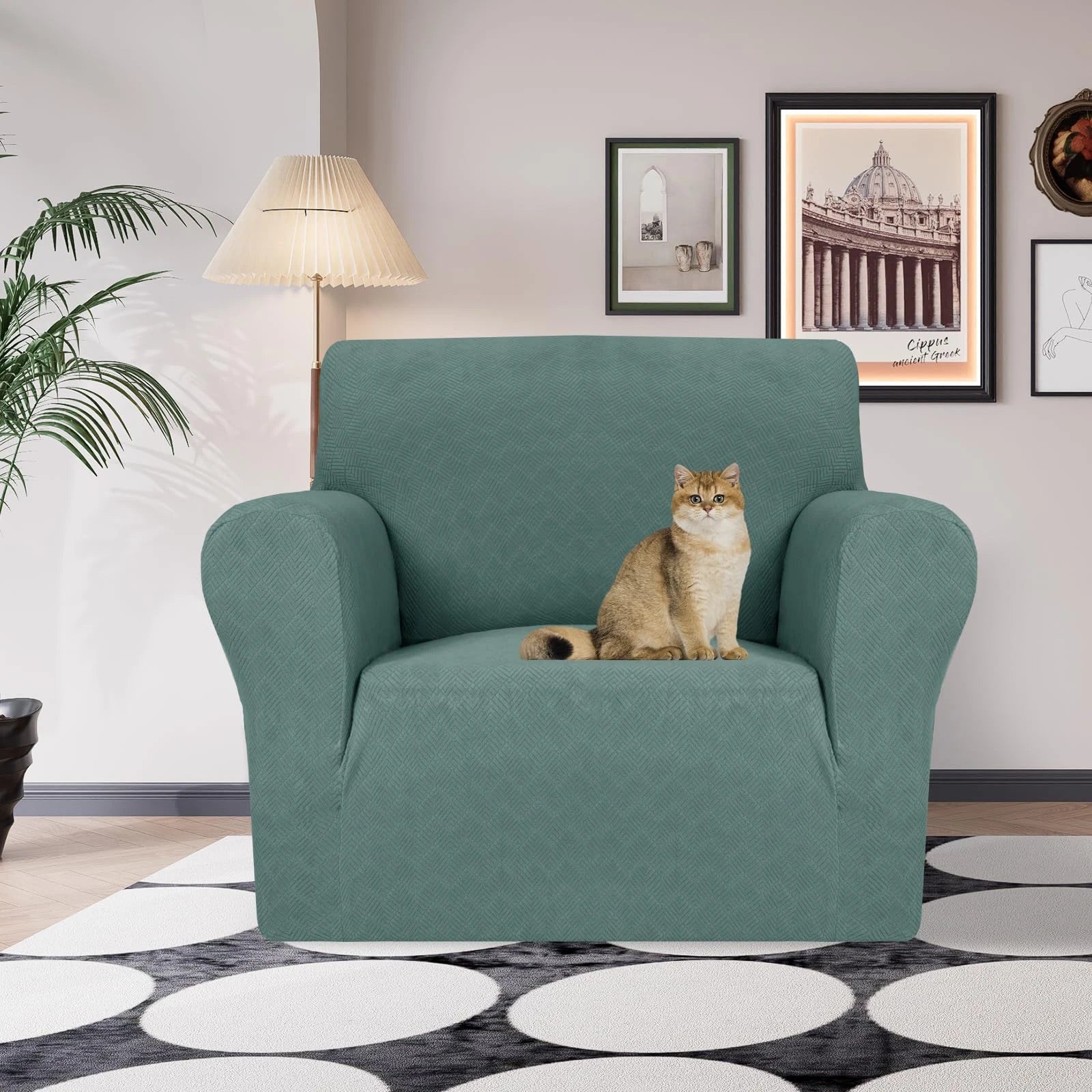 YSTYLE Stretch 1 Seater Sofa Cover with Armrests Anti-Slip Washable-YSTYLE