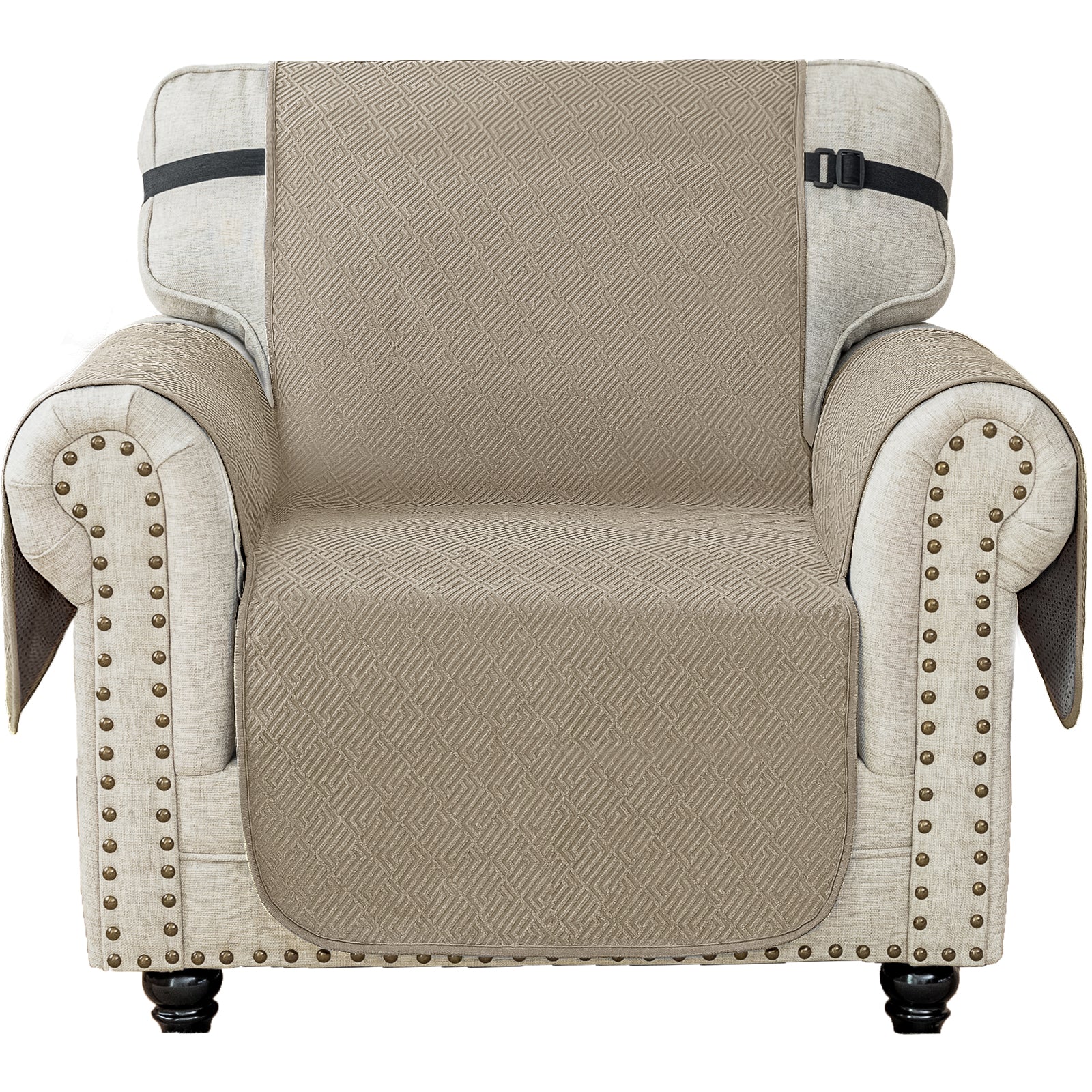 YSTYLE 1 Seater Sofa Cover with Armrests Geometric Pattern Anti Slip-YSTYLE