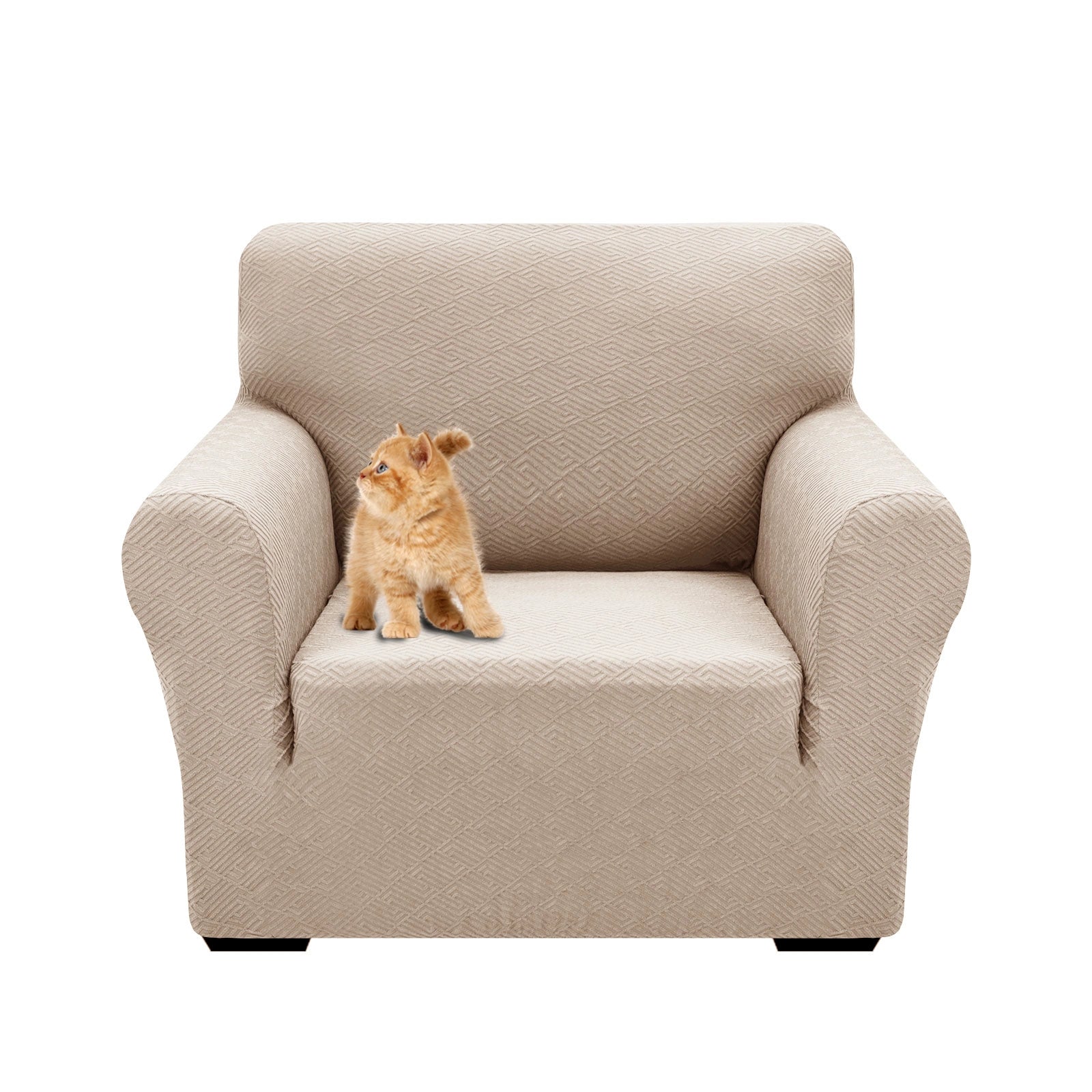 YSTYLE Stretch 1 Seater Sofa Cover with Armrests Geometric Jacquard Pattern-YSTYLE