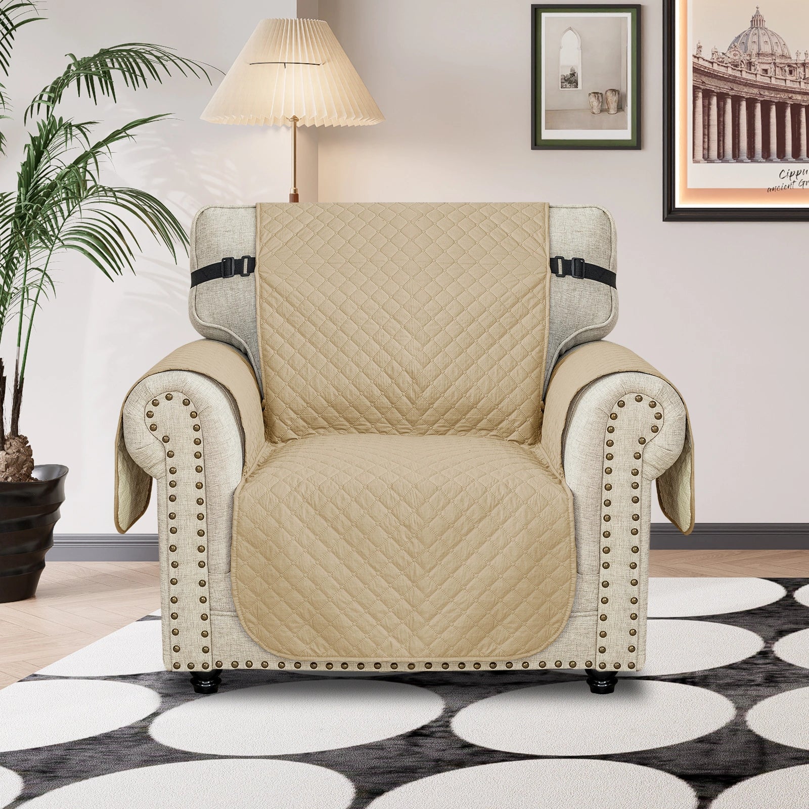 YSTYLE Waterproof 1 Seater Sofa Cover with Side Pockets Anti-Slip-YSTYLE