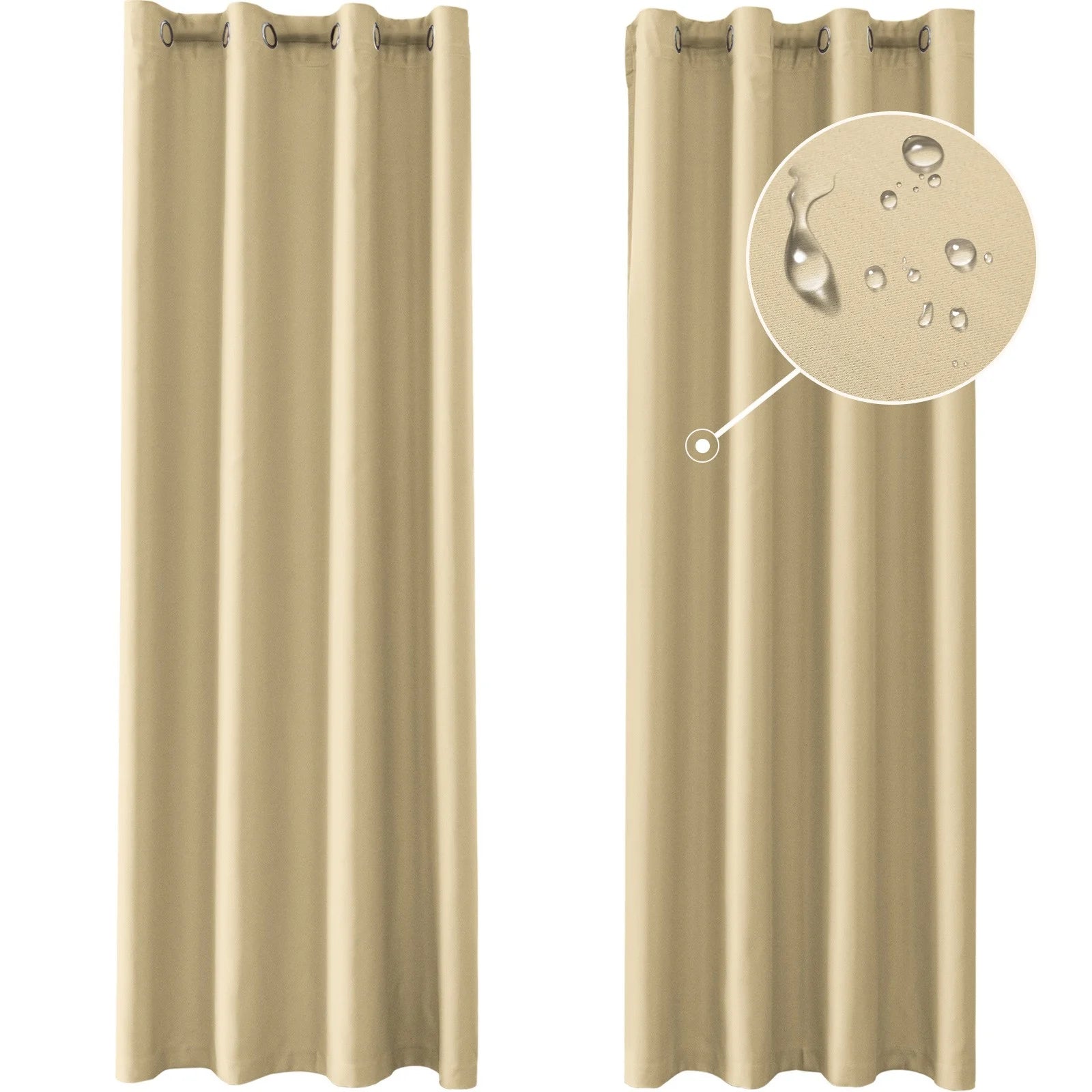 YSTYLE Blackout Curtains – 2 pcs, Thermal, Waterproof, Indoor/Outdoor Use