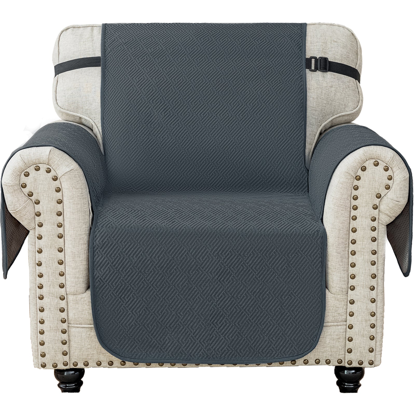 Waterproof Sofa Cover with Chaise and Non-Slip Geometric Pattern Design