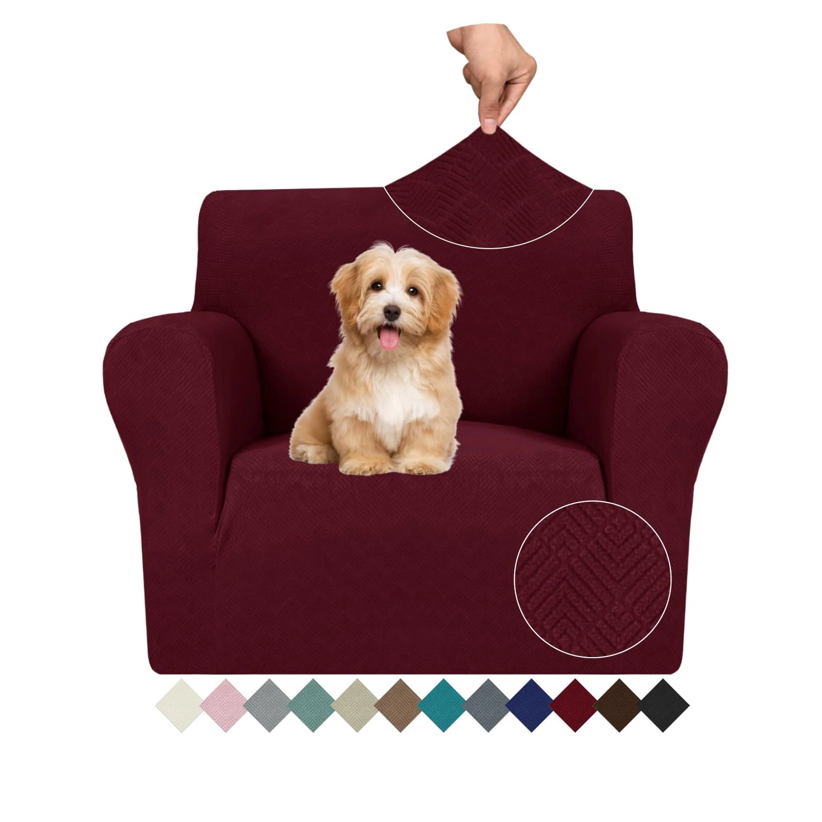 YSTYLE Stretch 1 Seater Sofa Cover with Armrests Anti-Slip Washable-YSTYLE