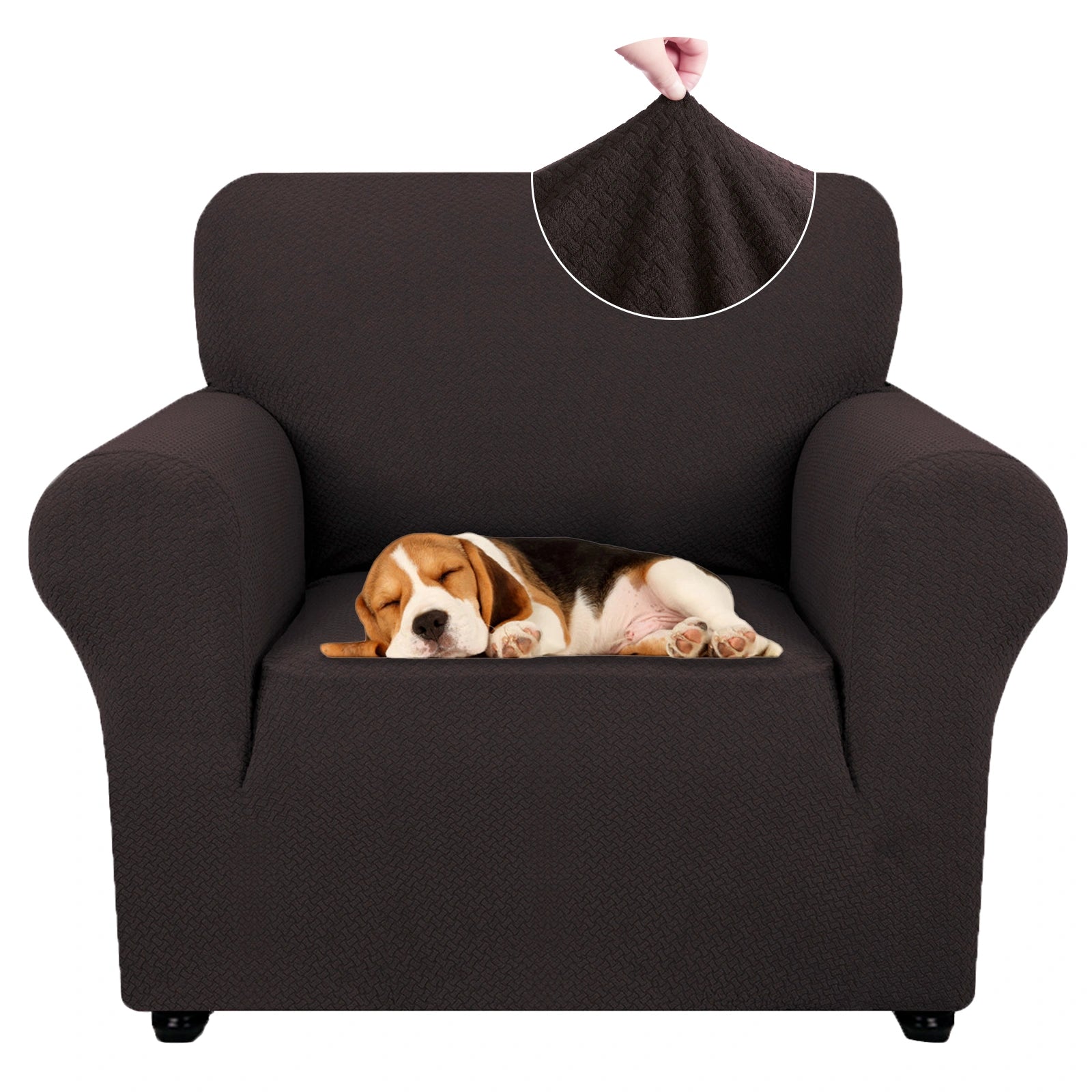 YSTYLE 1 Seater Sofa Cover – Stretch Jacquard, Anti-Slip, Cat-Proof, Washable, Full Cover-Knot