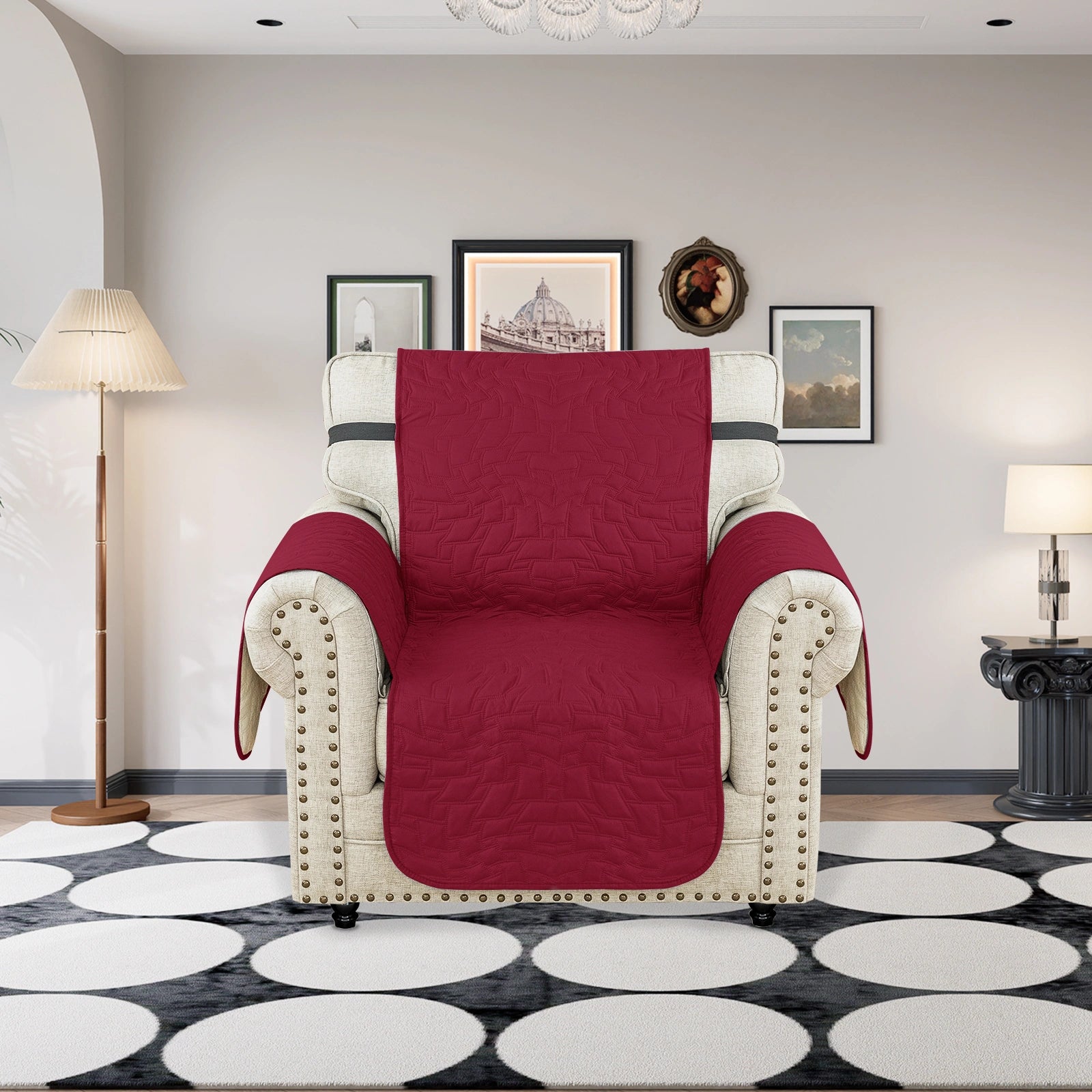 YSTYLE 1 Seater Sofa Cover – Waterproof, Anti-Slip, Cat Scratch-Resistant, Quilted Protection-Quads Shape