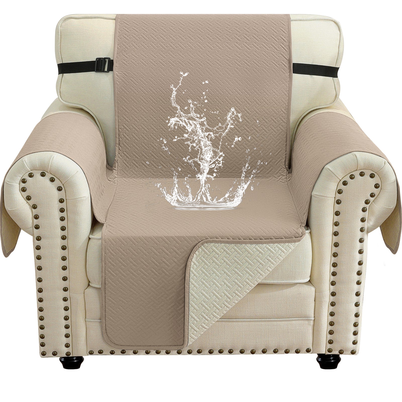 imperméable canapé couverture with Side Pockets and antidérapant design