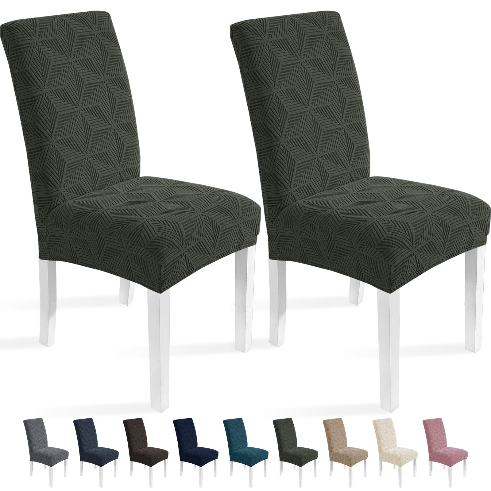 Ystyle 2-Piece Chair Covers with Backrest, Elastic Slipcovers, Universal Living Room Kitchen Chair Protectors, Cat Scratch-Resistant Modern Stain-Proof Dining Chair Covers