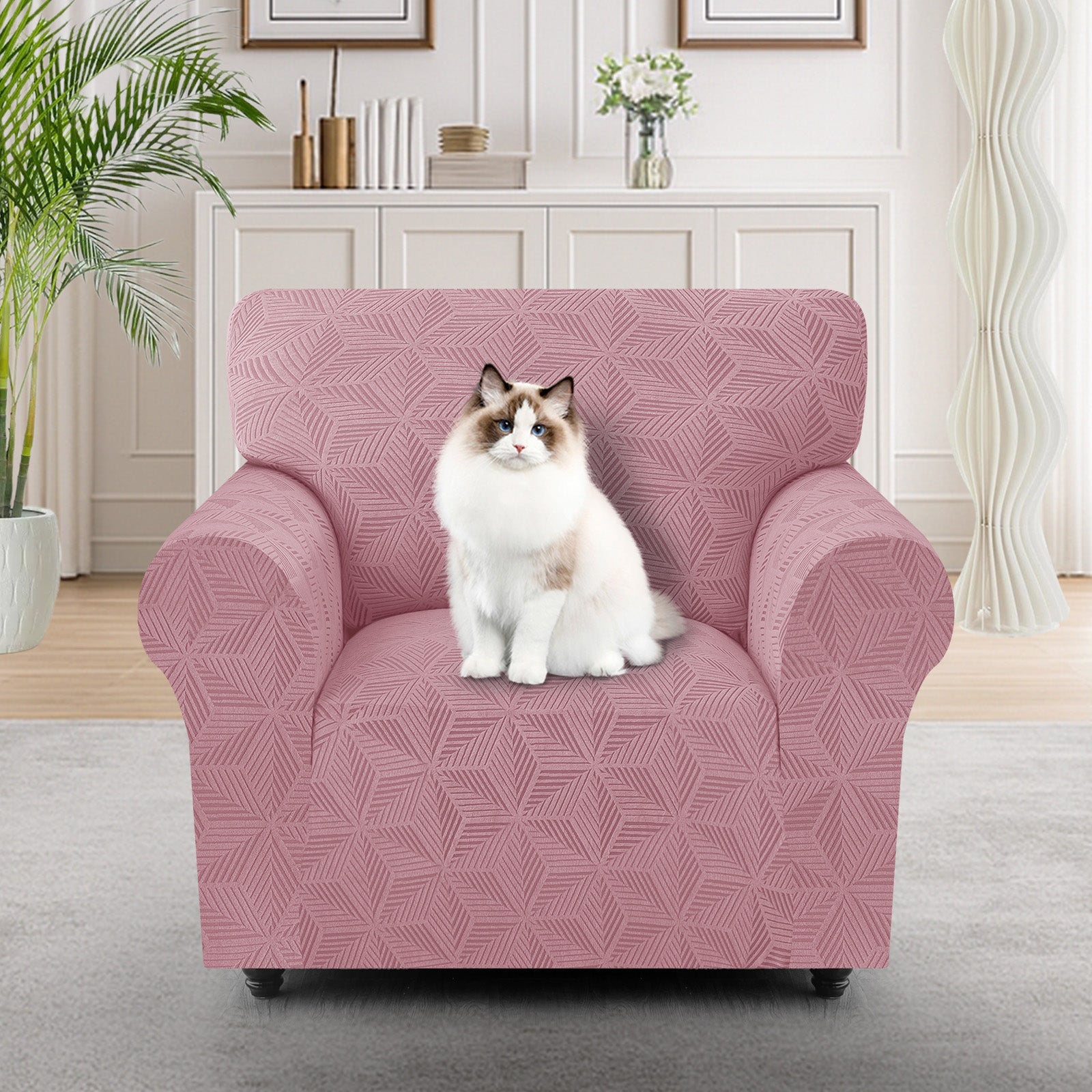 Ystyle 1-Seater Sofa Cover with Armrests, Stretch Sofa Cover, Universal Anti-Scratch Sofa Cover for Cats and Dogs, Non-Slip Sofa Cover, Washable Stain-Resistant Sofa Cover