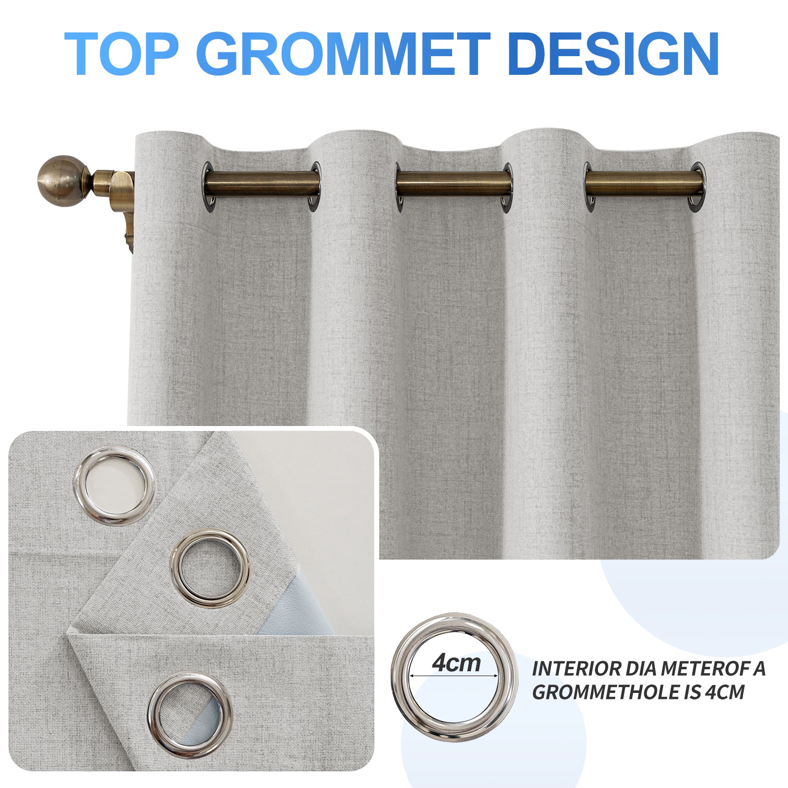 Ystyle 2 Pieces 100% Blackout Linen Curtains Thermal-YSTYLE