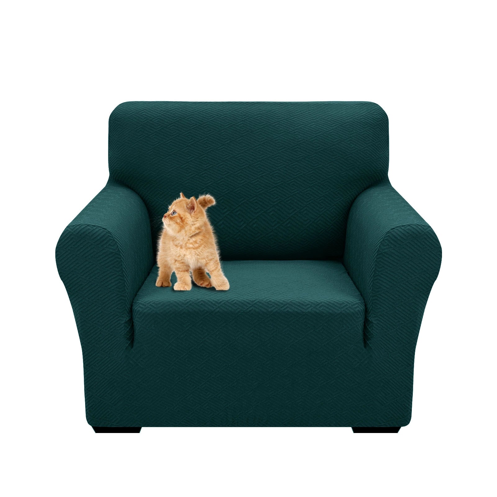 YSTYLE 1 Seater Sofa Cover – Stretch Fit, Pet Scratch Resistant, Geometric Jacquard, Anti-Slip, Washable-Back Shape