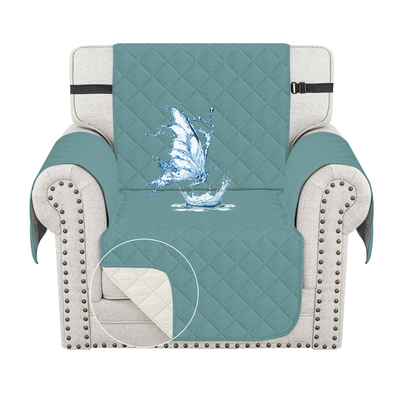 Ystyle Waterproof 1 Seater Sofa Cover with Side Pockets Anti-Slip-YSTYLE