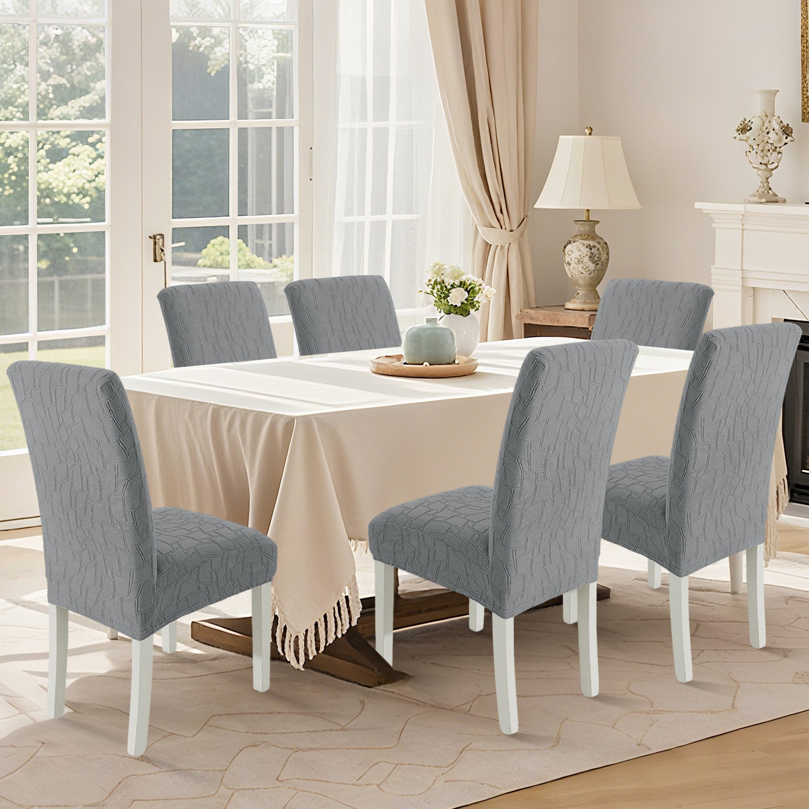 Ystyle 6 Pieces Stretch Chair Covers with Backrest Washable-YSTYLE