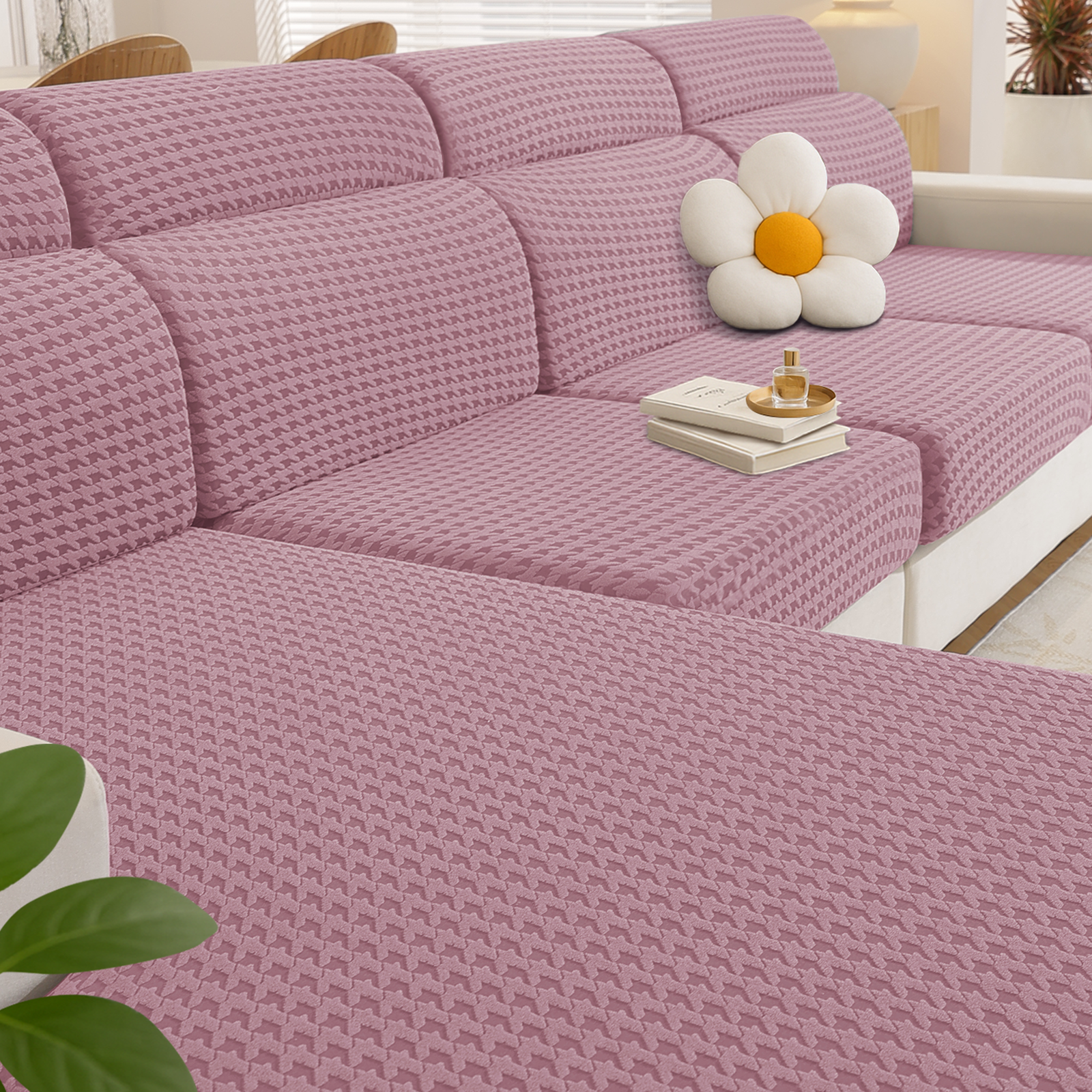 Ystyle Elastic Sofa Cushion Covers, Universal Stretch Sofa Seat Slipcovers (3x 1-Seat + Chaise Lounge)