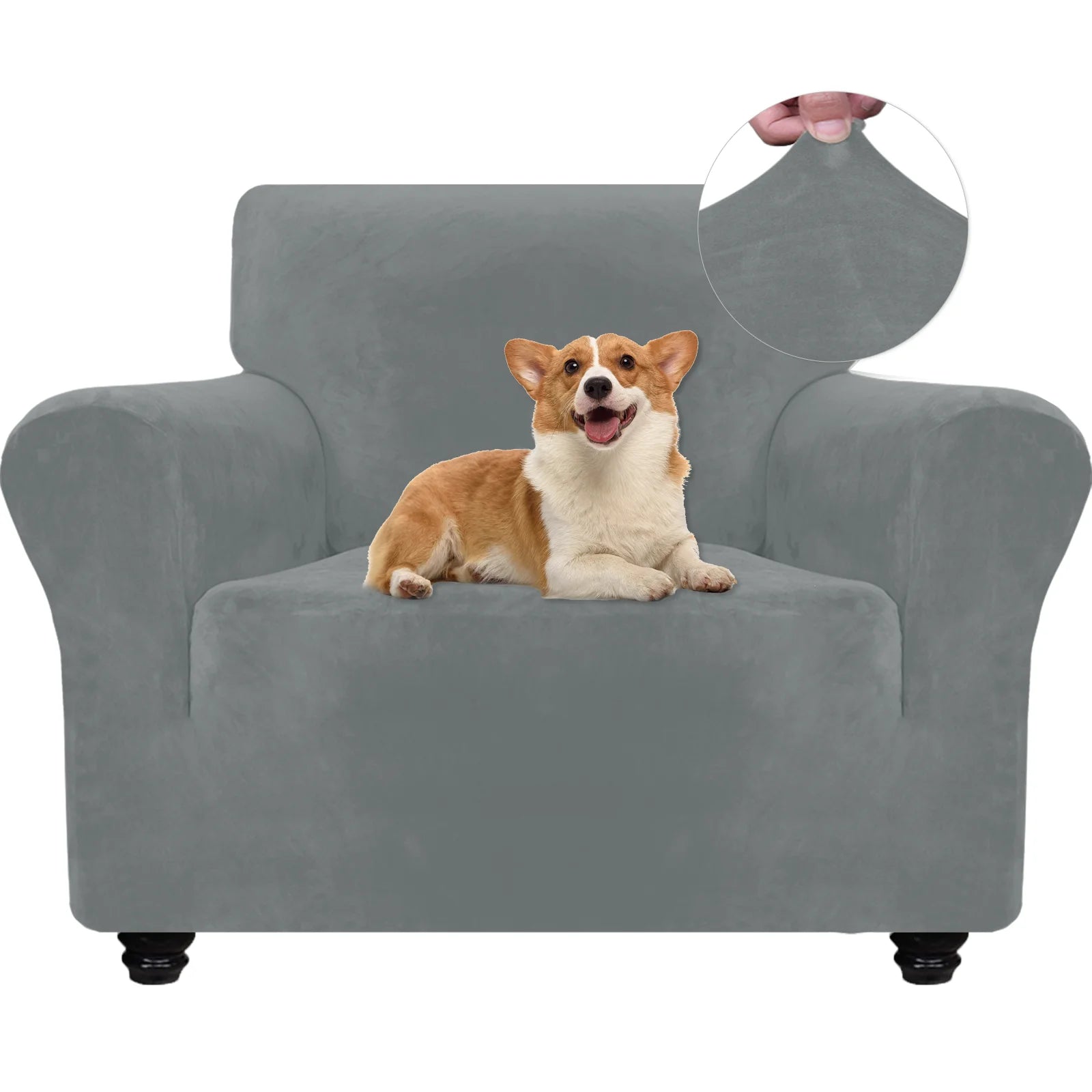 YSTYLE Velvet 1 Seater Sofa Cover – Stretch Fit, Anti-Scratch, Pet-Friendly, Non-Slip, Washable