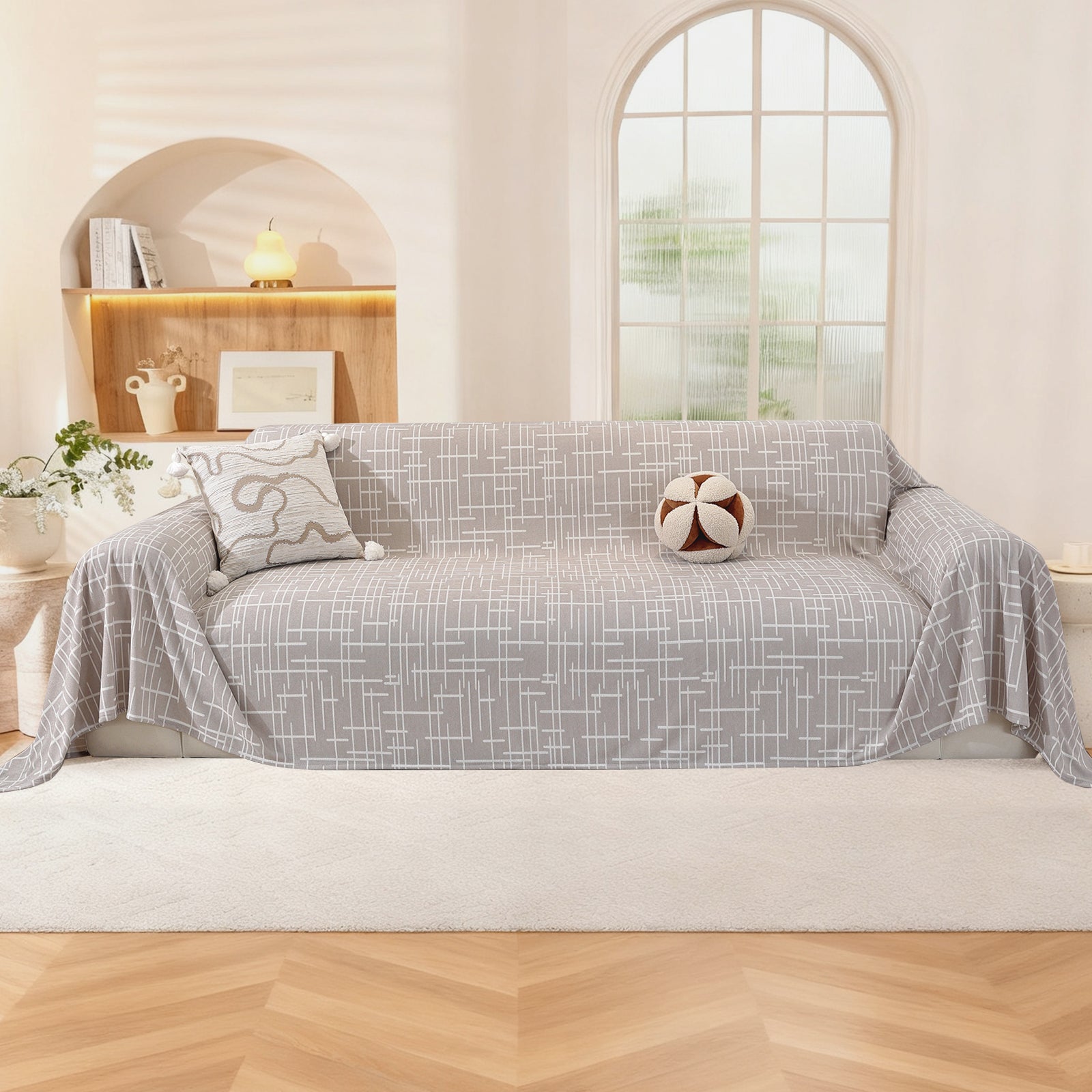 Ystyle 4-Seater Sofa Cover with Armrests, 180x380 CM, Universal Sofa Protector, Decorative Armchair Slipcover, Ideal as Furniture Throw, Full-Cover Anti-Stain Sofa Sheet