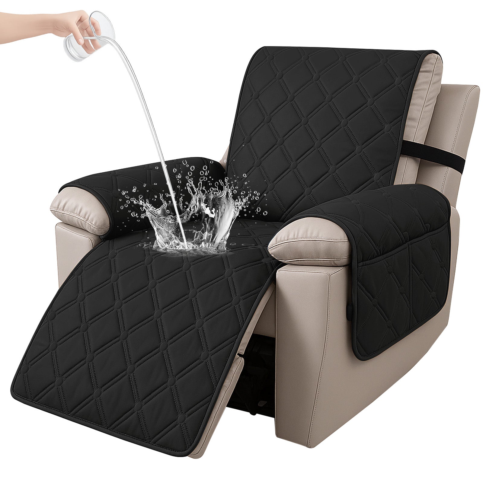 YSTYLE Waterproof Armchair Cover with Pockets and Non Slip Backing-YSTYLE