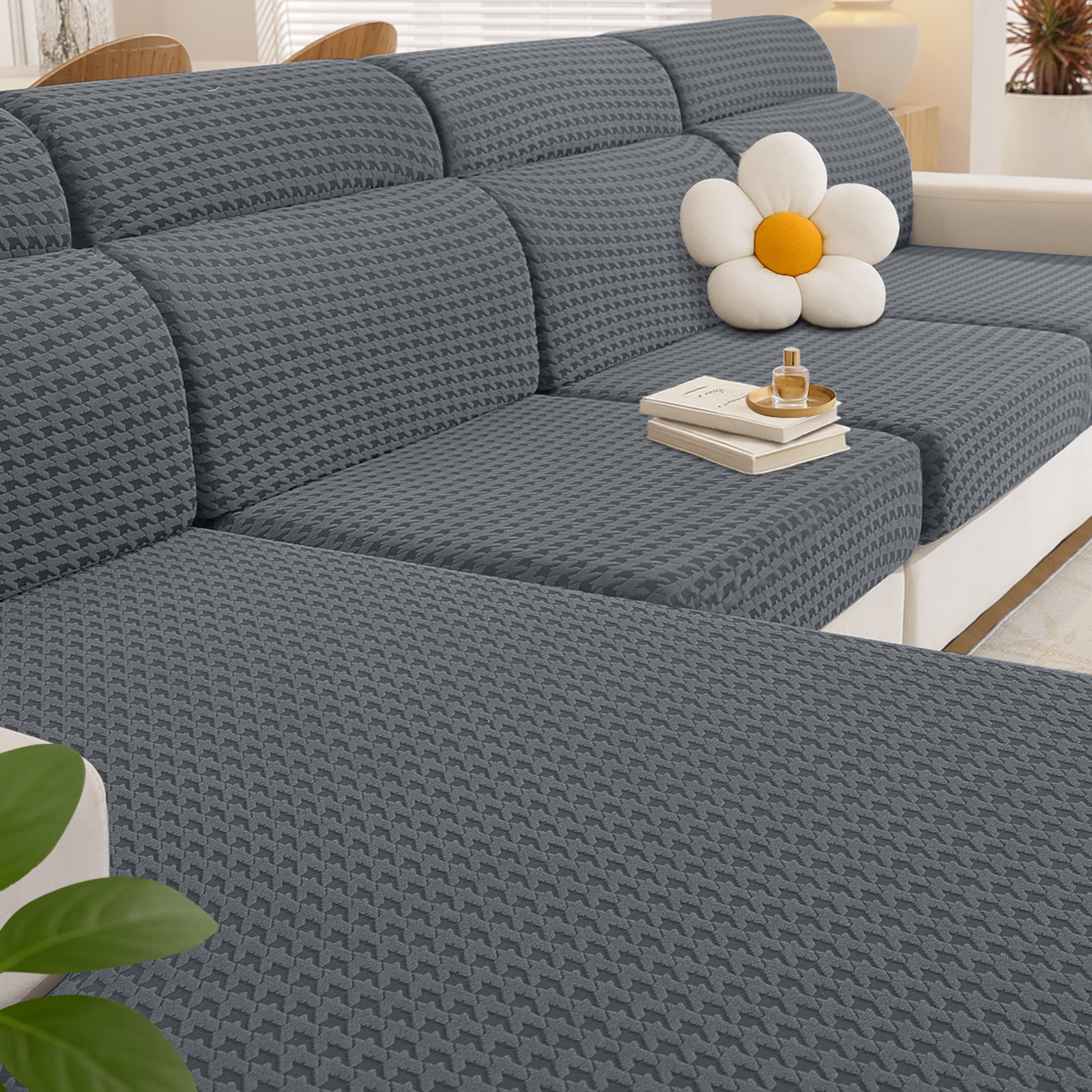 Ystyle Elastic Sofa Cushion Covers, Universal Stretch Sofa Seat Slipcovers (3x 1-Seat + Chaise Lounge)