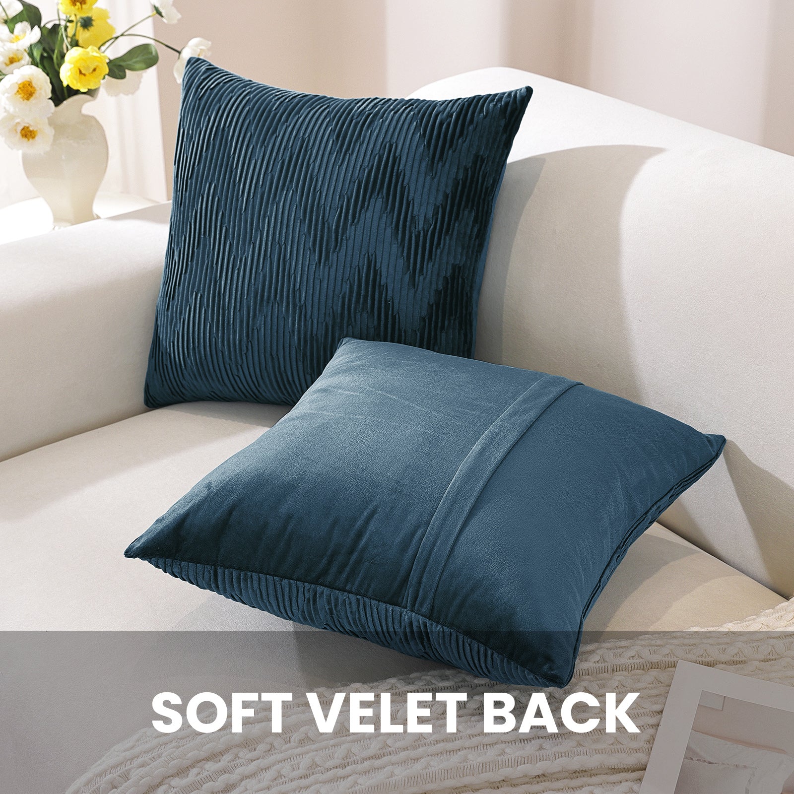 Ystyle 2 Pieces Cushion Covers Sofa 50 x 50 cm Velvet Minimalist Cushion Covers Invisible Zipper Decorative Cushion Covers for Sofa Living Room Bedroom