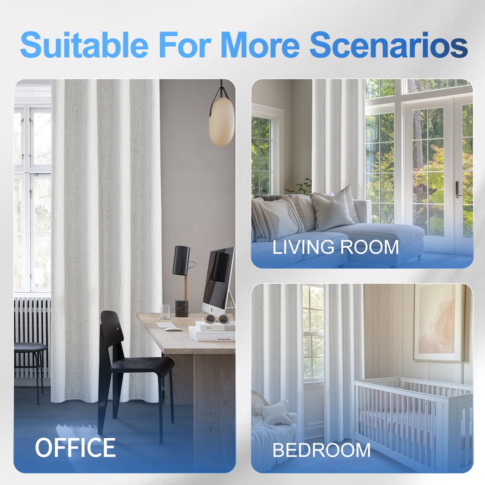 Ystyle 2 Pieces 100% Blackout Linen Curtains Thermal-YSTYLE