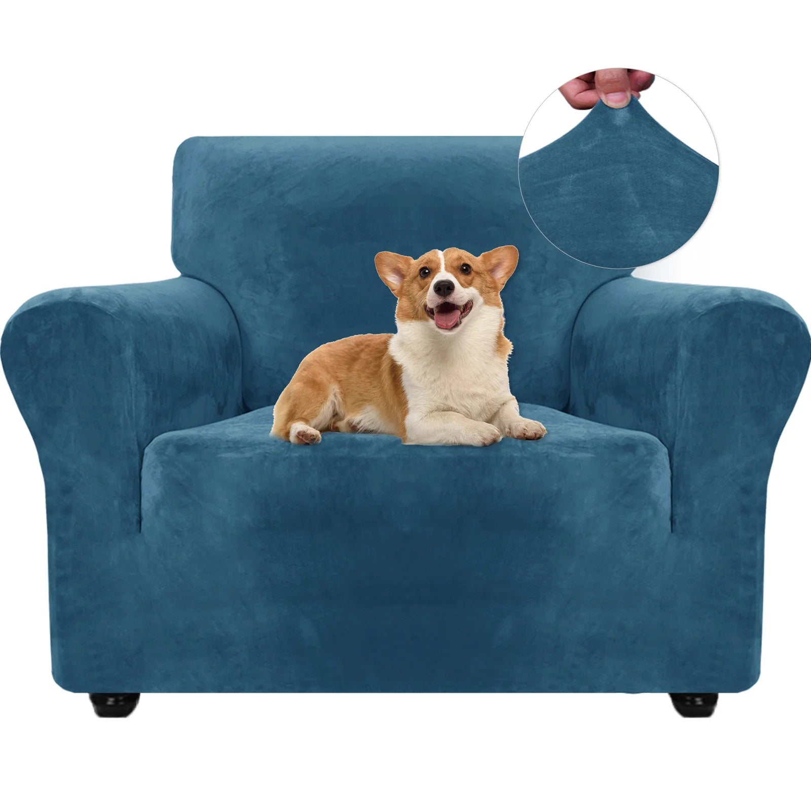 YSTYLE Velvet 1 Seater Sofa Cover – Stretch Fit, Anti-Scratch, Pet-Friendly, Non-Slip, Washable