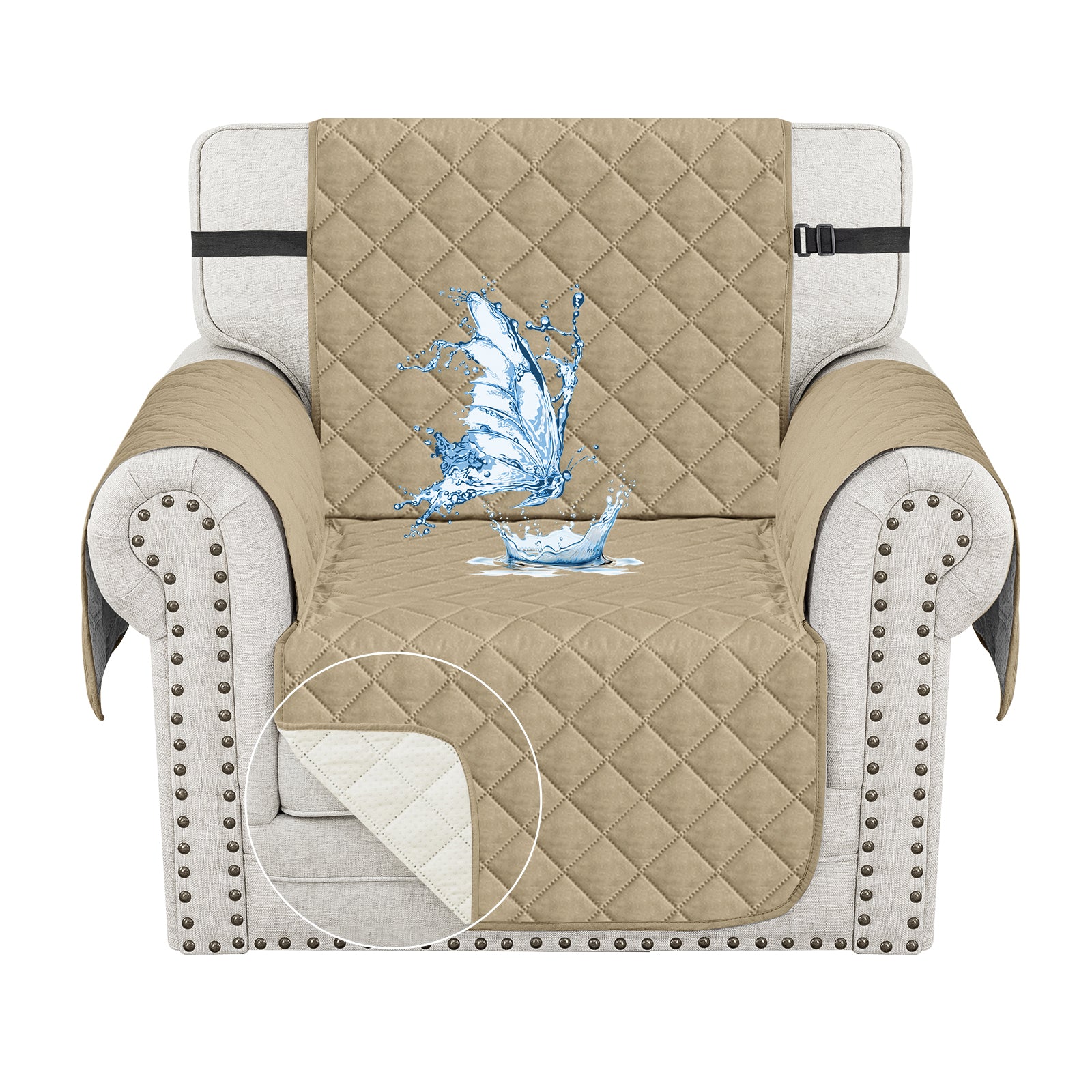 Ystyle Waterproof 1 Seater Sofa Cover with Side Pockets Anti-Slip-YSTYLE