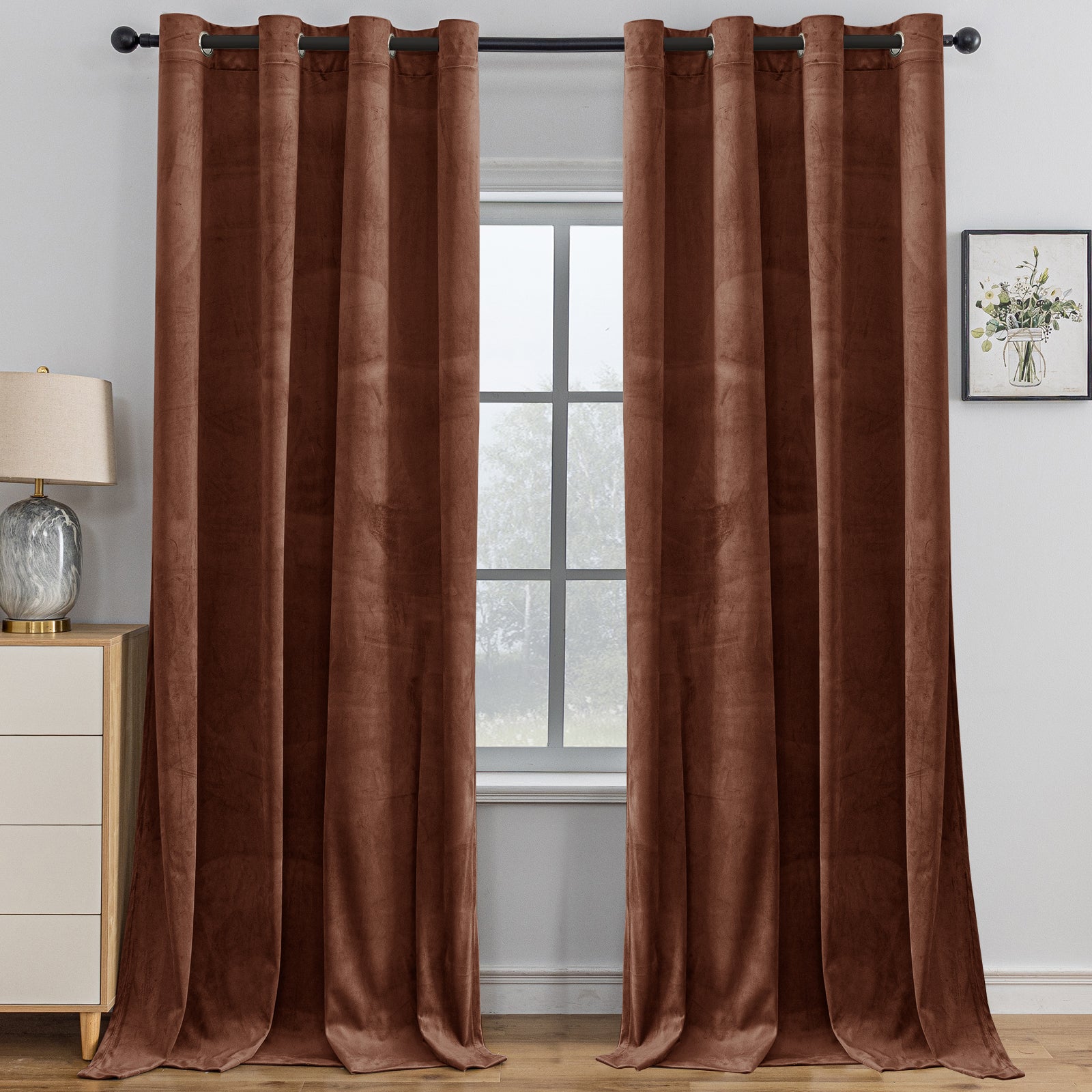 YSTYLE 2 Pieces Velvet Blackout Curtains Thermal Insulated-YSTYLE