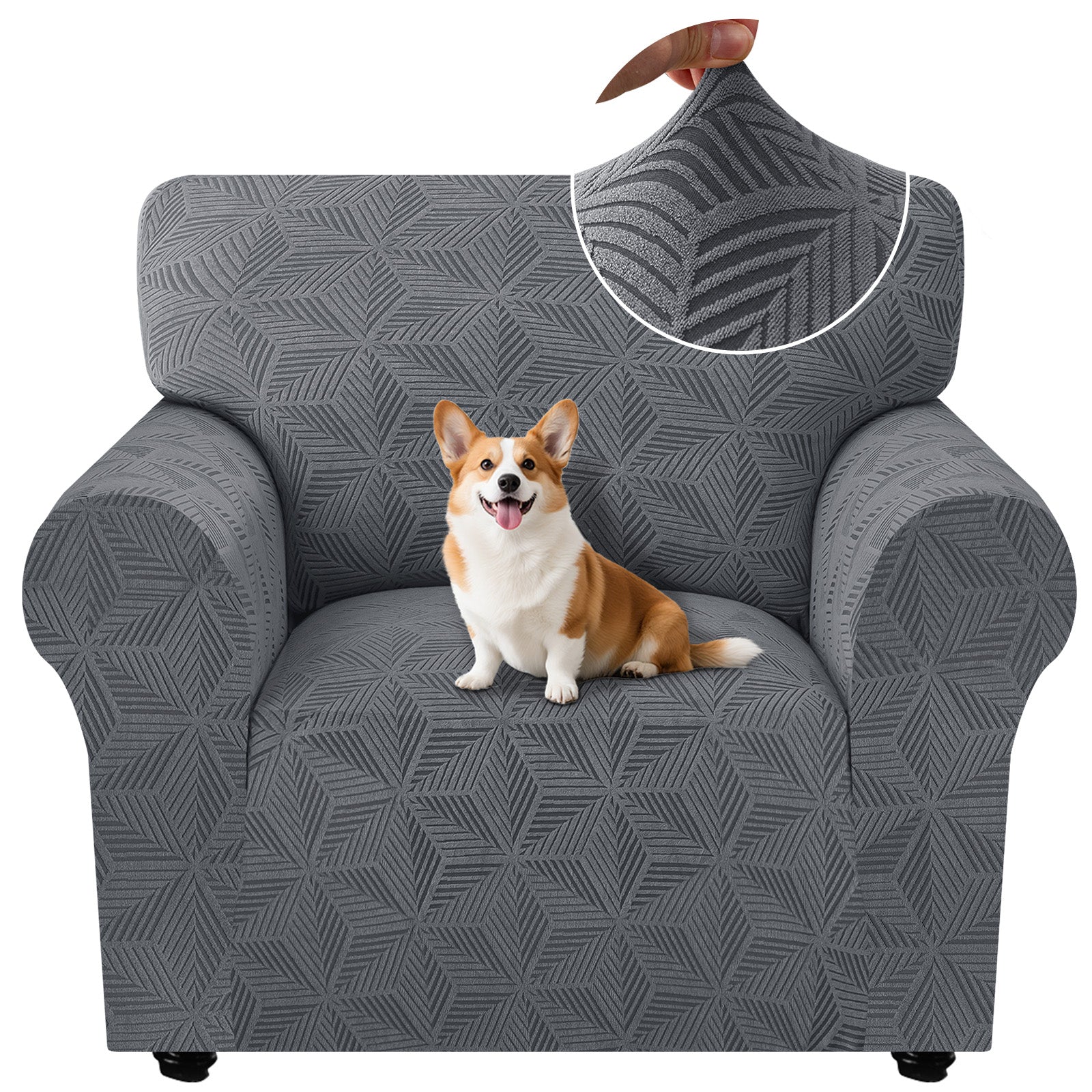 Ystyle 1-Seater Sofa Cover with Armrests, Stretch Sofa Cover, Universal Anti-Scratch Sofa Cover for Cats and Dogs, Non-Slip Sofa Cover, Washable Stain-Resistant Sofa Cover