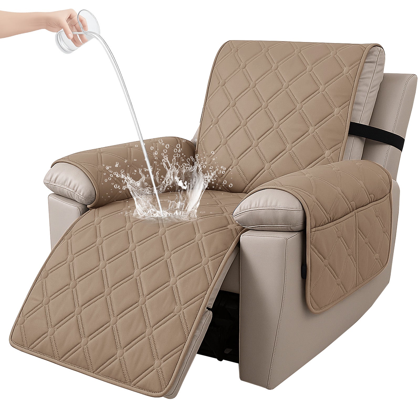 YSTYLE Waterproof Armchair Cover with Pockets and Non Slip Backing-YSTYLE