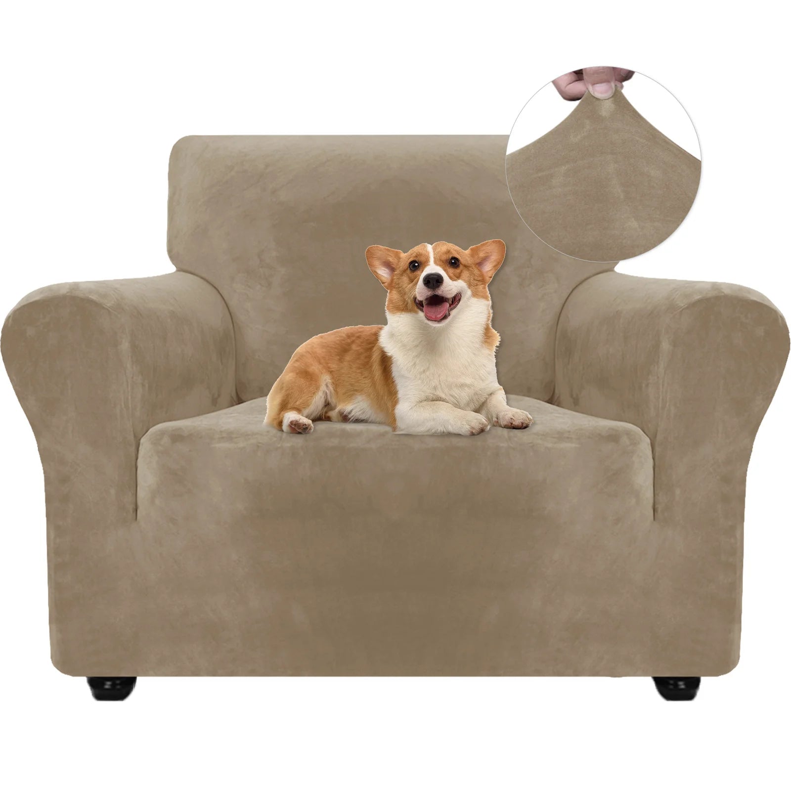 YSTYLE Velvet 1 Seater Sofa Cover – Stretch Fit, Anti-Scratch, Pet-Friendly, Non-Slip, Washable