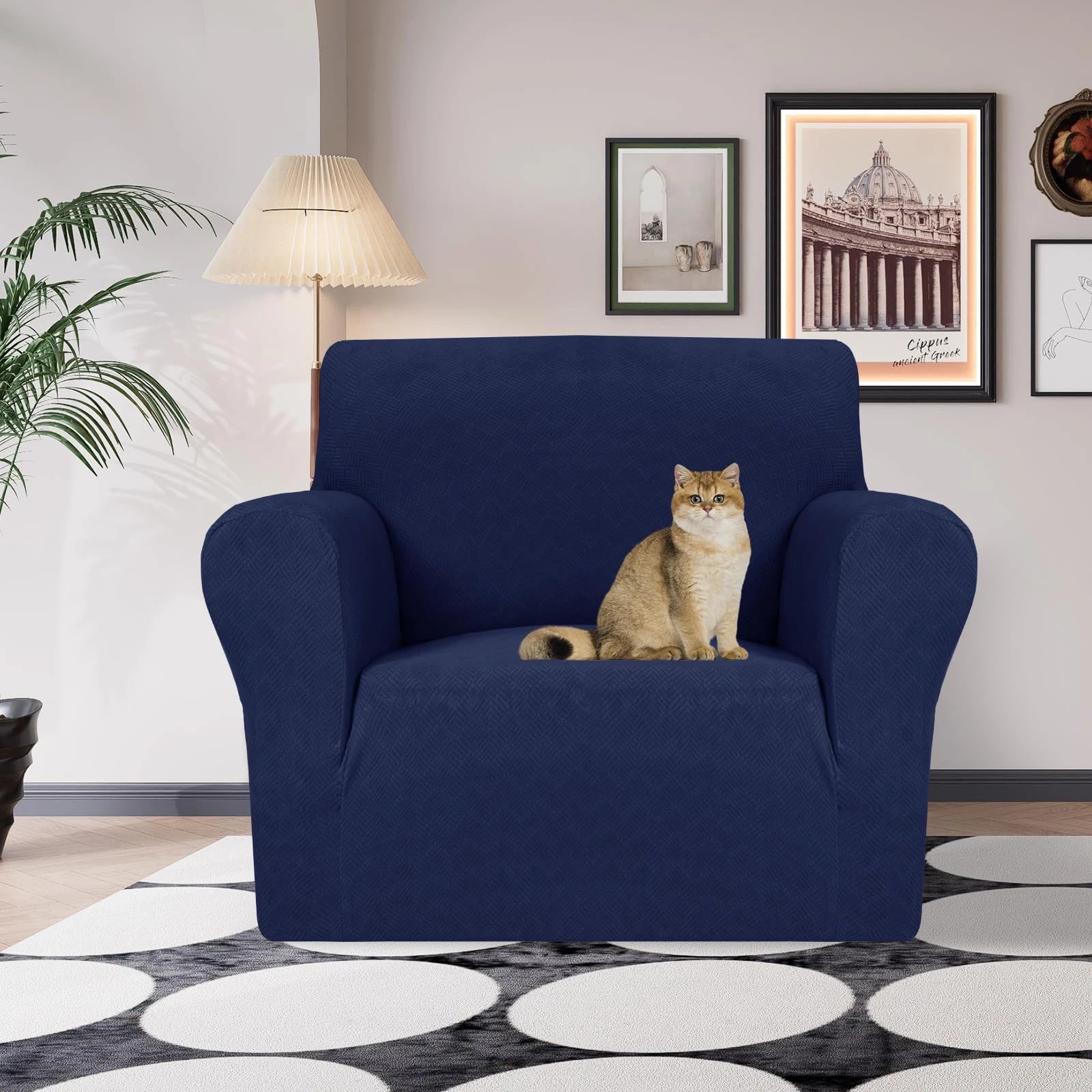 YSTYLE Stretch 1 Seater Sofa Cover with Armrests Anti-Slip Washable-YSTYLE